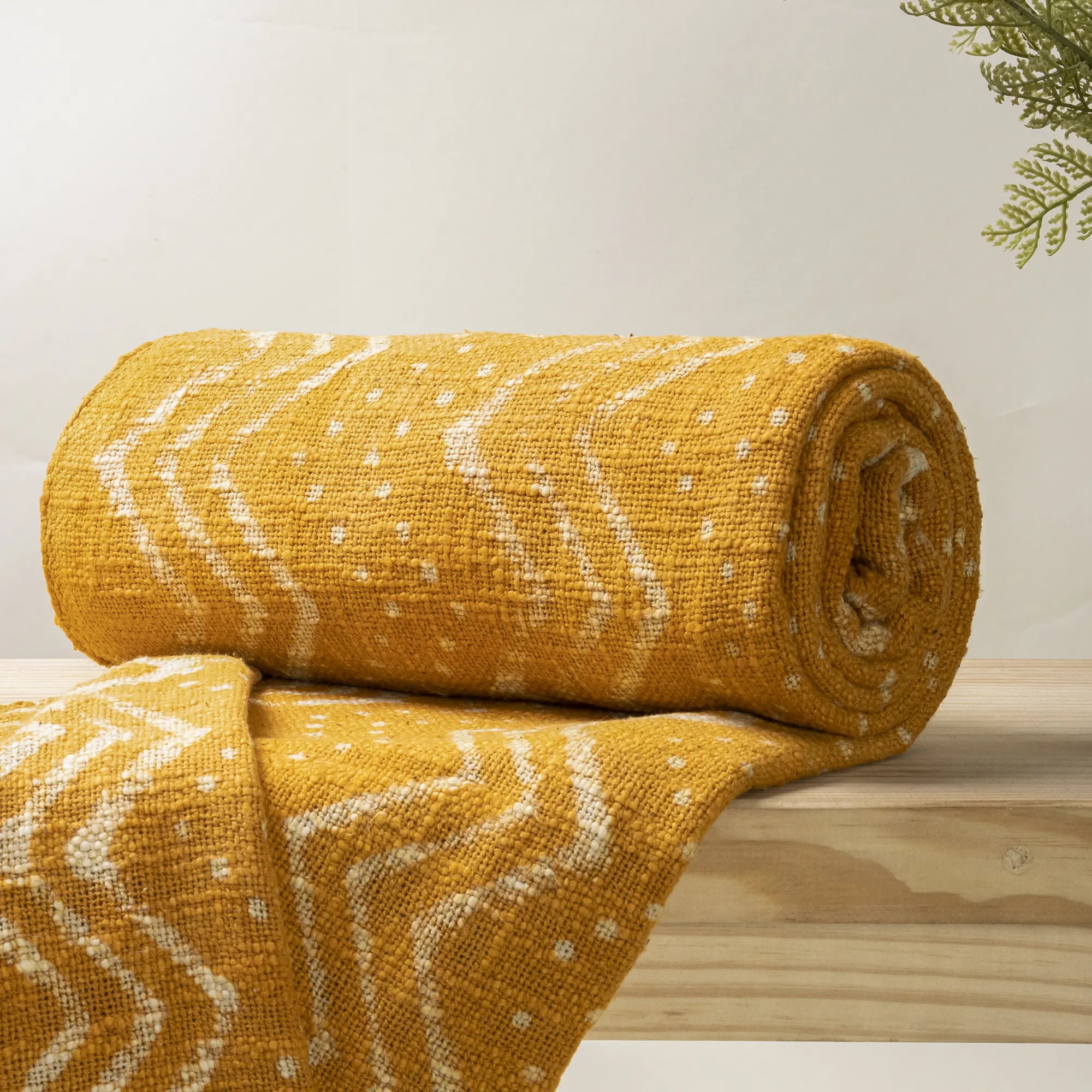 Mustard yellow Handmade Cotton Sofa Throw For Decor Cuach