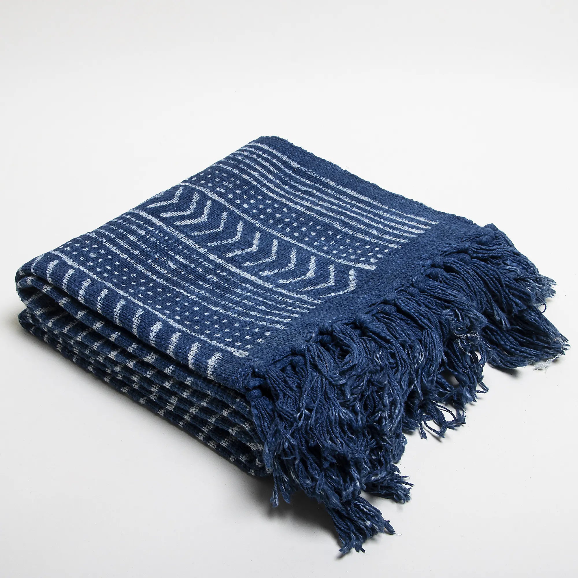Blue Hand Block Printed Pure Cotton Throw Blankets for Couch