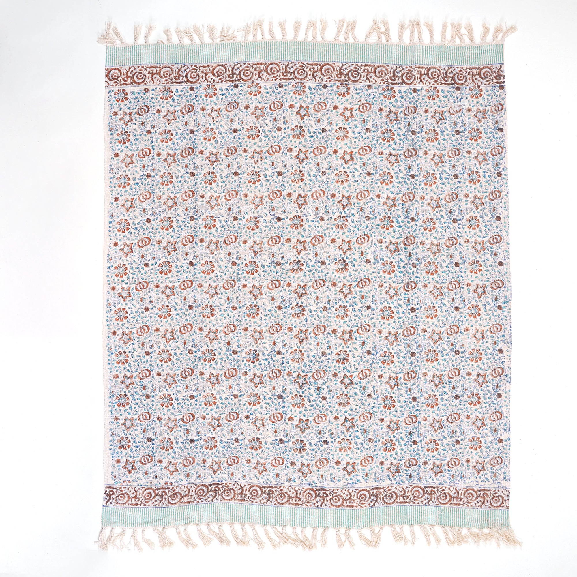 Decorative Red Floral Indian Hand Block Printed Pure Cotton Throw Blankets