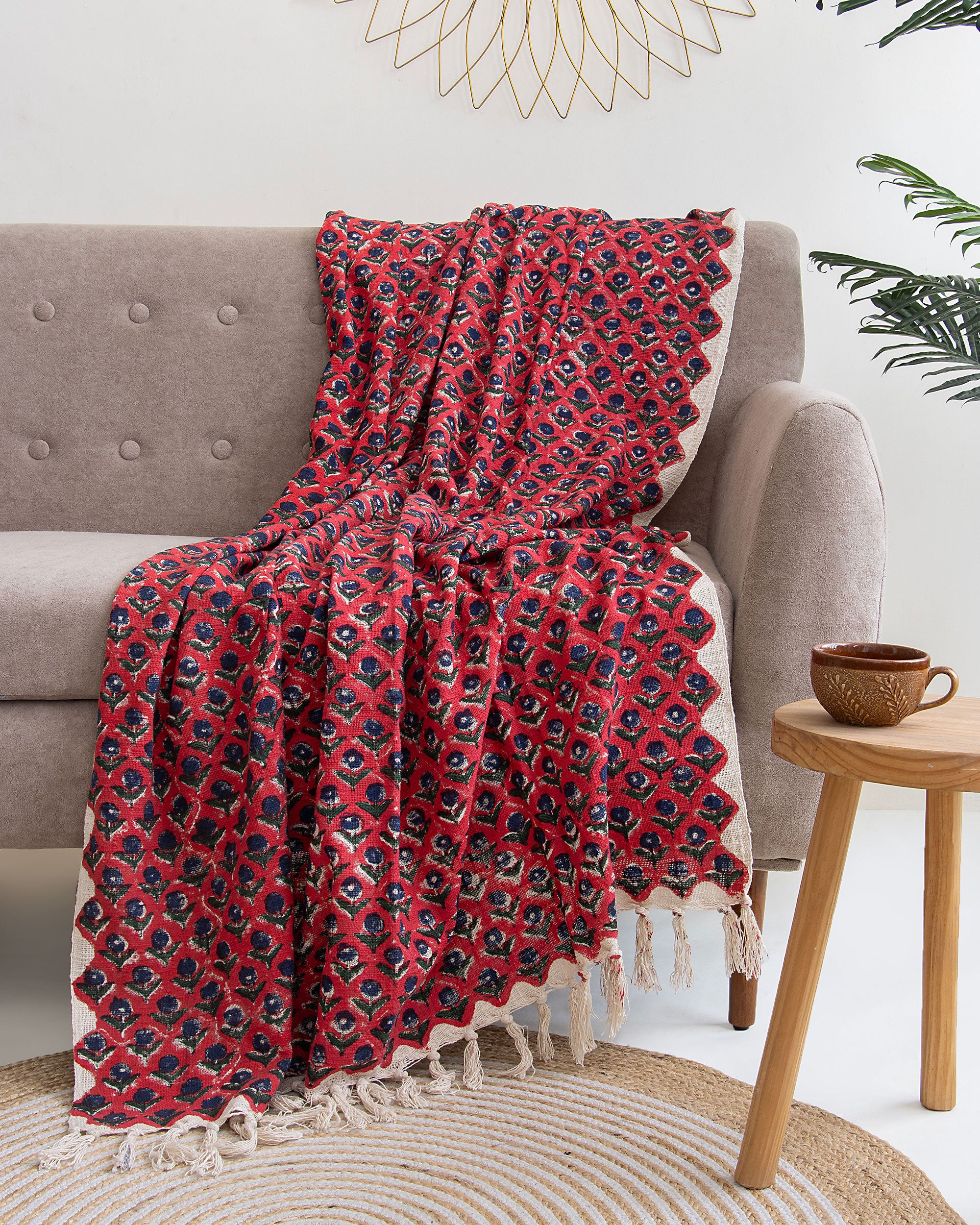 Red Floral Living Room Couch Best Throw Blankets Online