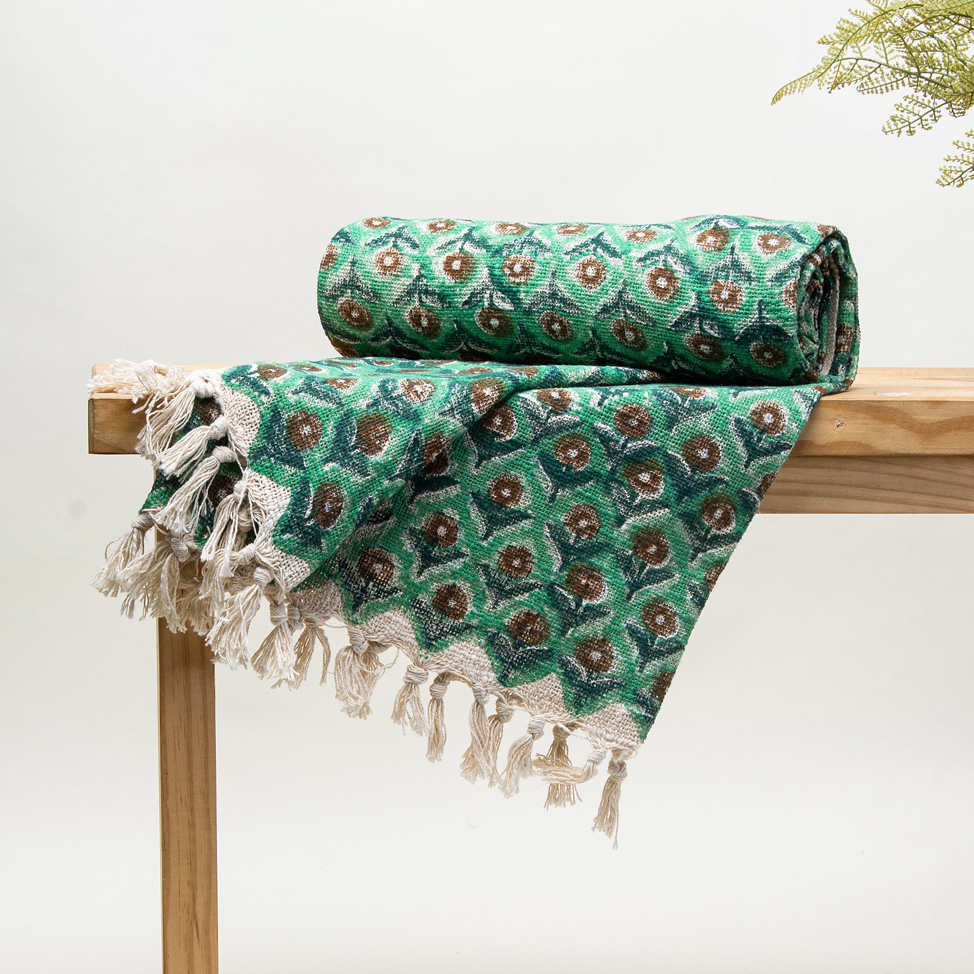 Newly Green Floral Bed Throw Blanket