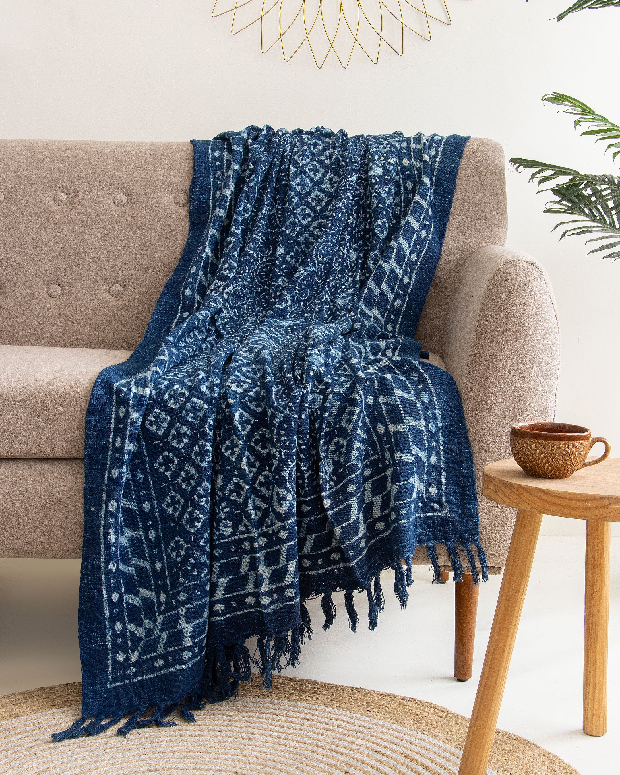 Blue Soft Throw Blanket For LIving Room