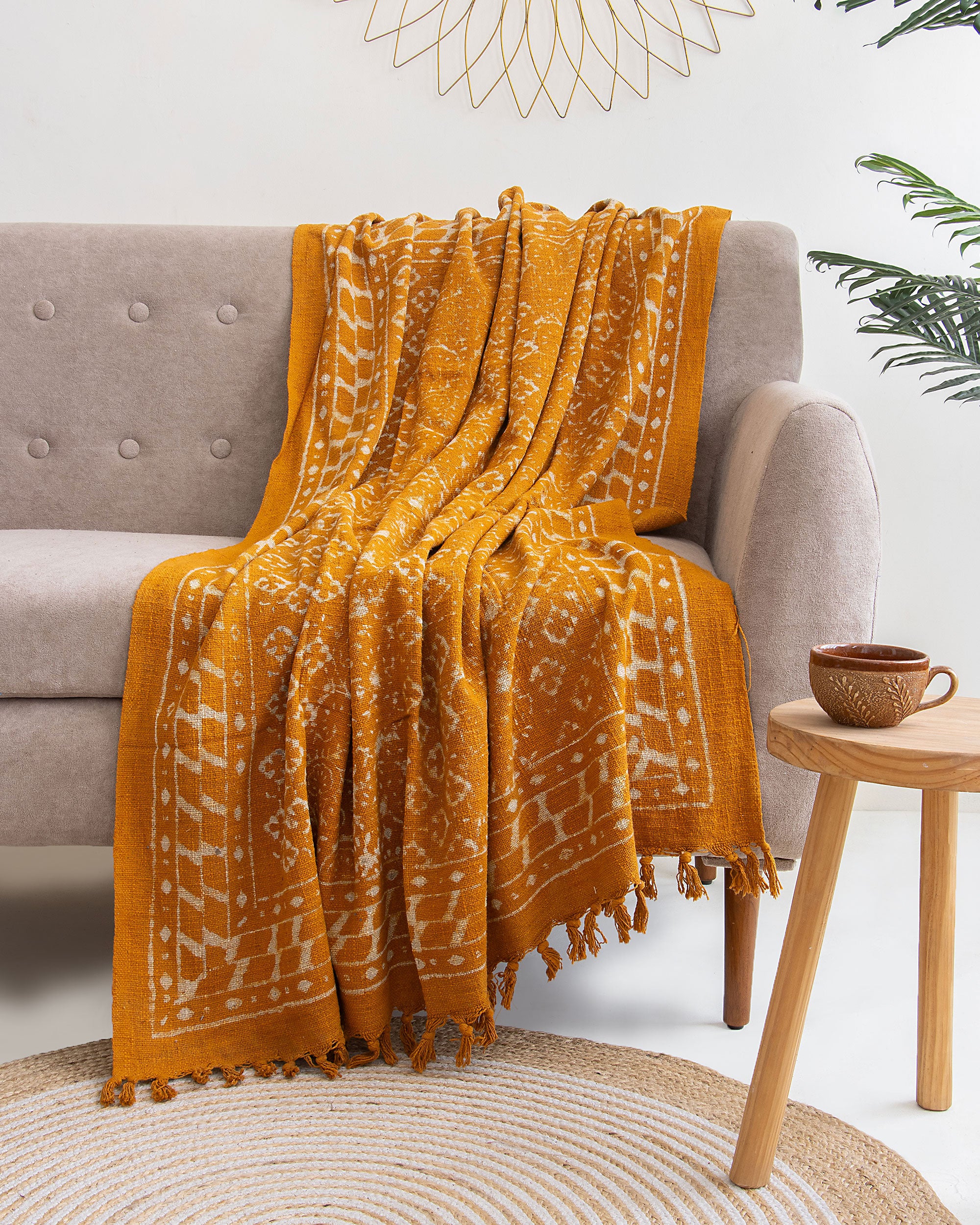Mustard Yellow Soft Cotton Cheap Throw Blankets Online