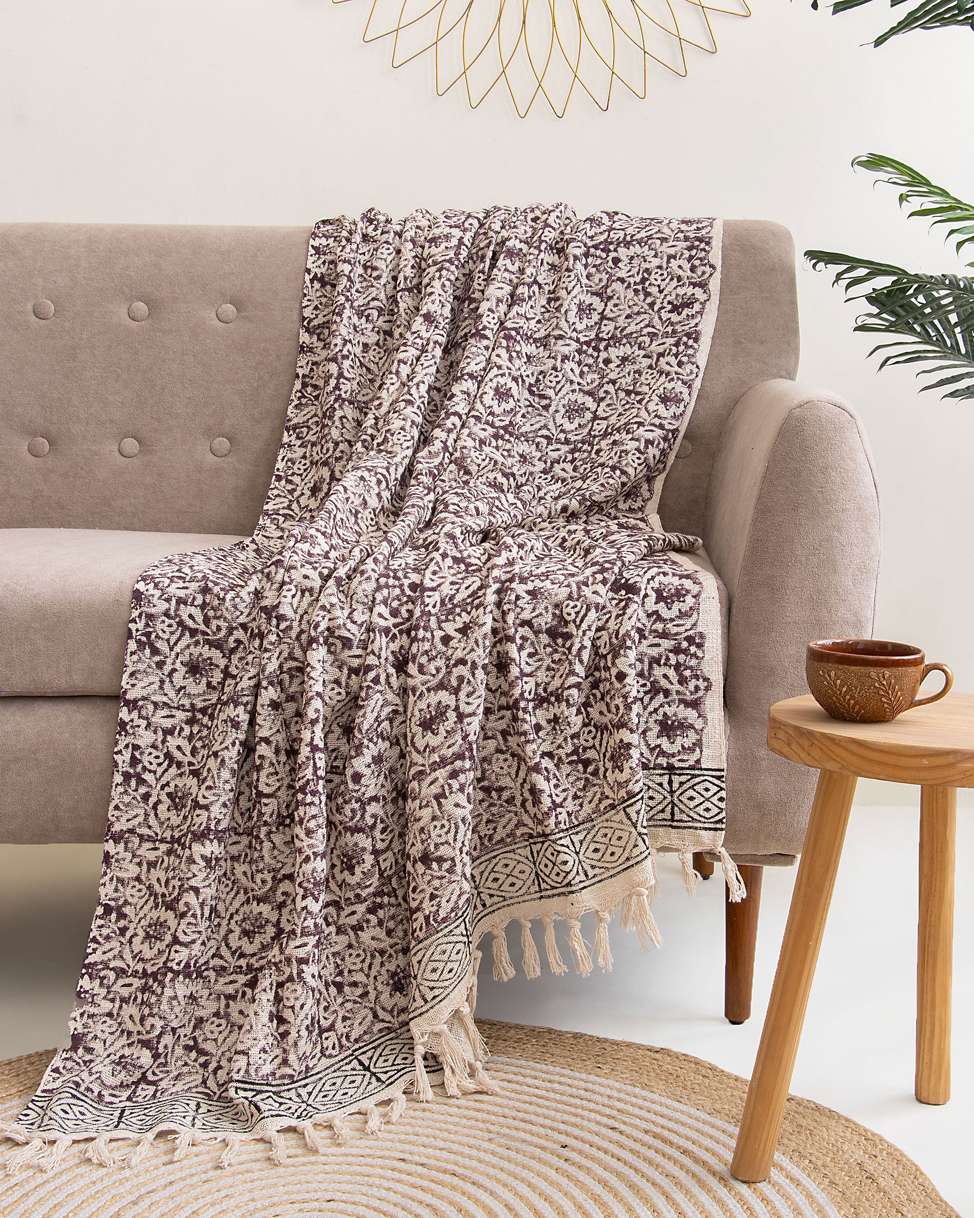 Multicolor Floral Pattern Soft Cotton Throw Blanket Online