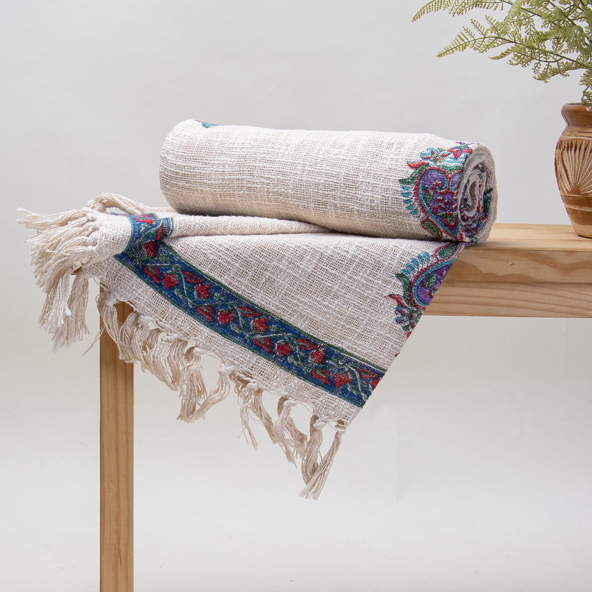 Multicolor Flower Plant Cotton Throw Blanket Online