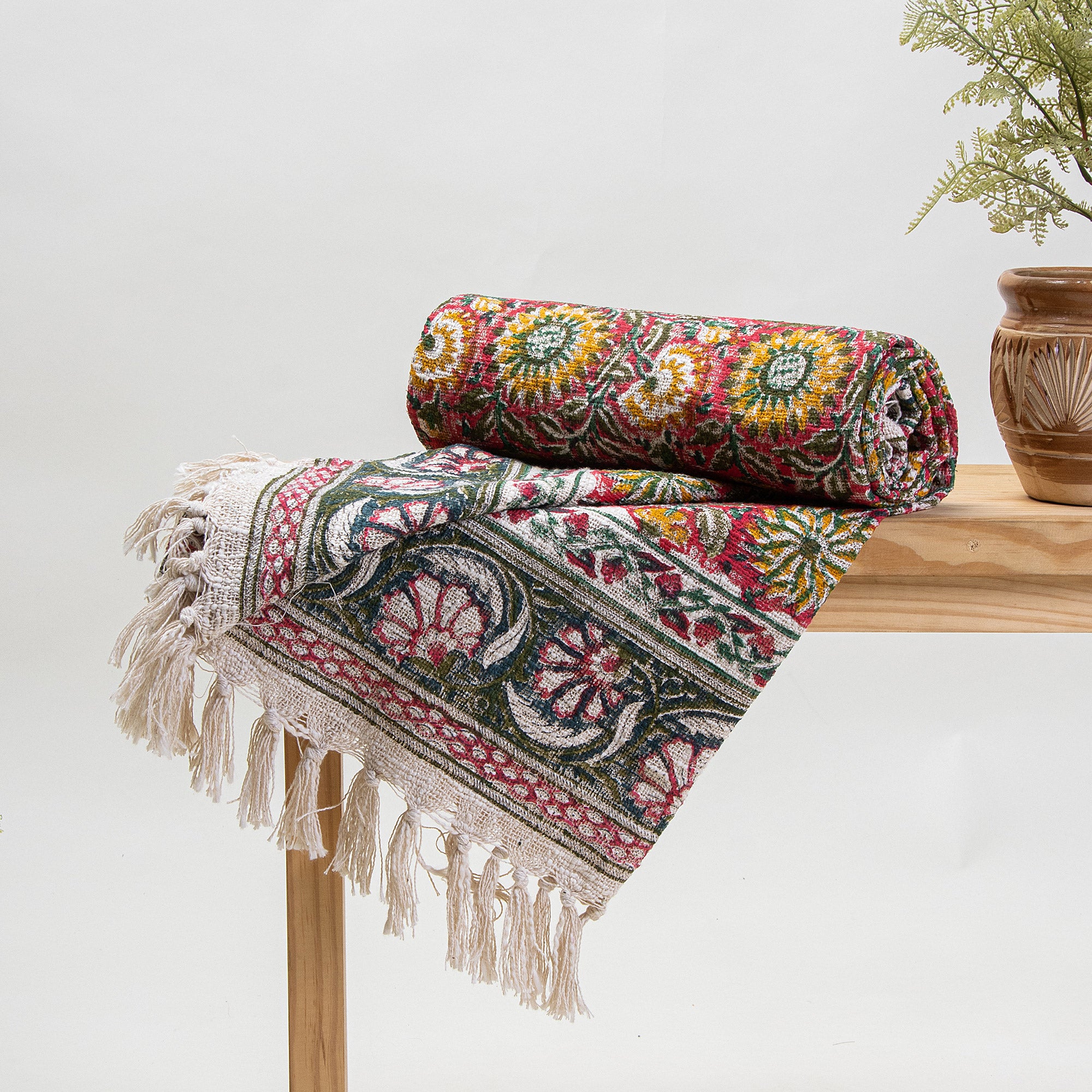 Multicolor Sunflower Cotton Sofa Throw for Home Decor