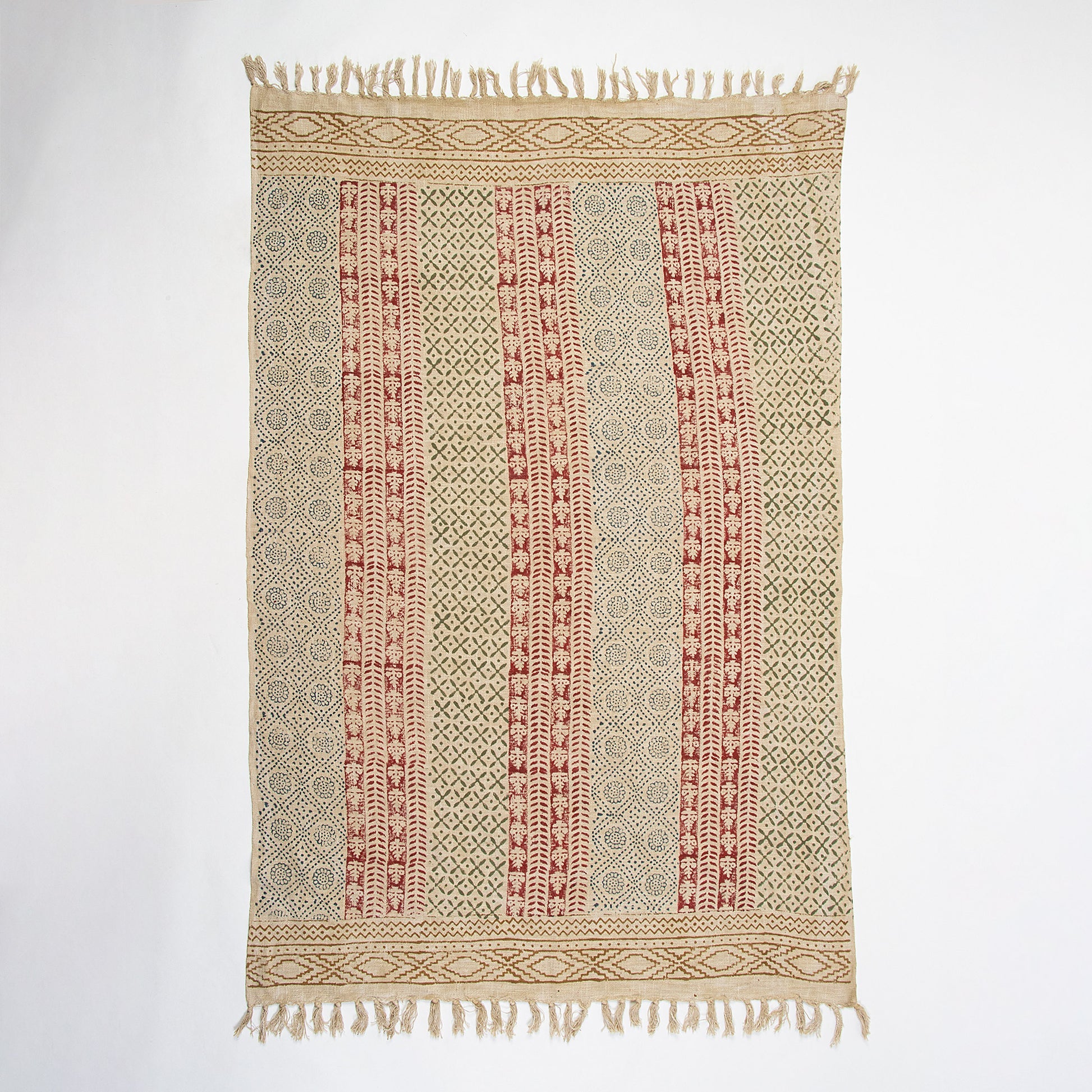 Decorative Red Floral Handmade Block Printed Cotton Throw Blankets