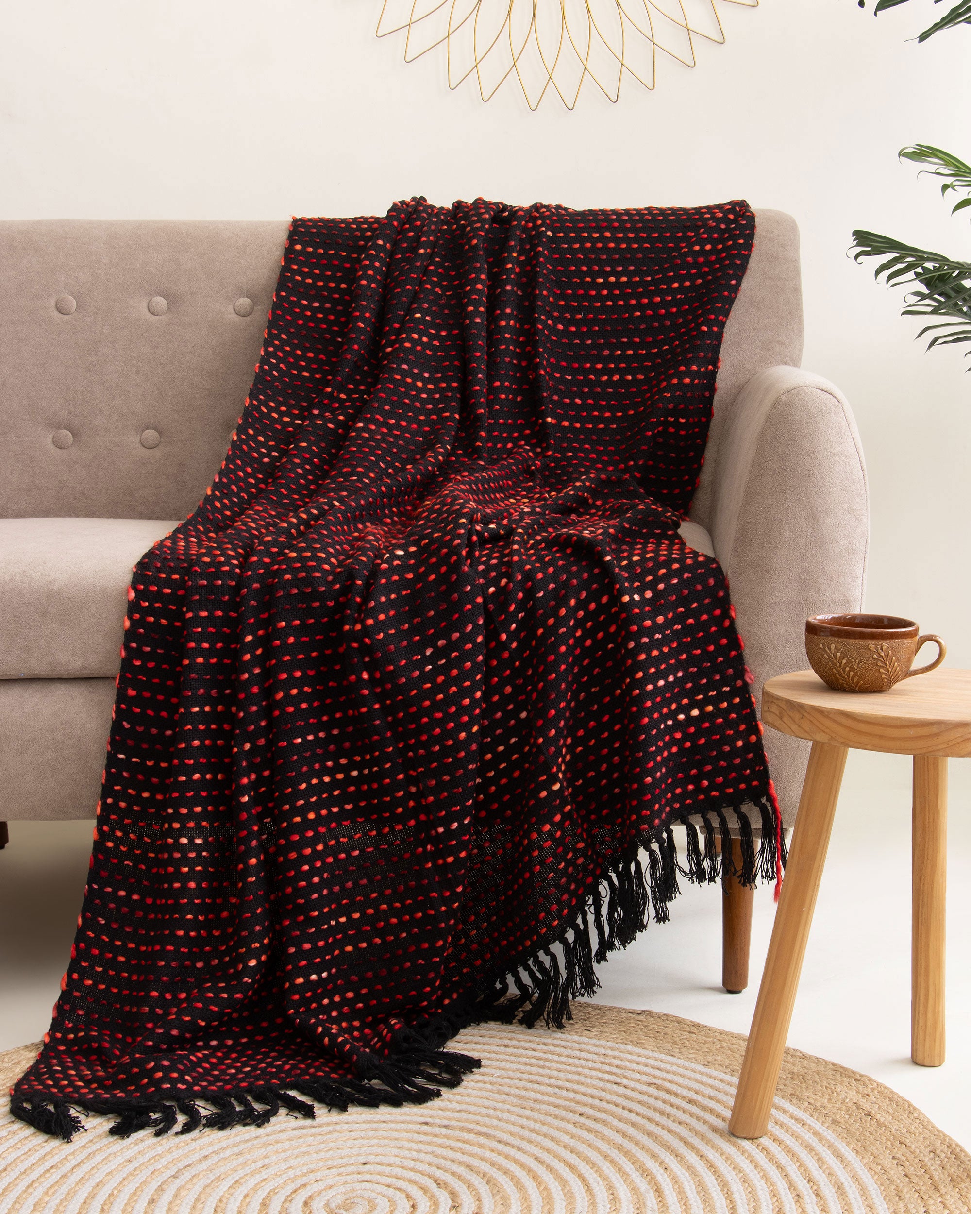Stylish Hnadmade Woven Cotton Reversible Sofa Throw Blanket