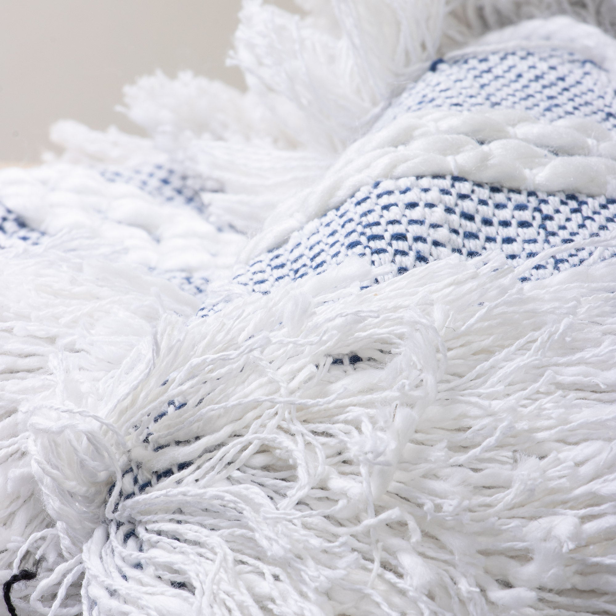 Indian Blue Handcrafted Woven Cotton Throw Blanket for Armchairs