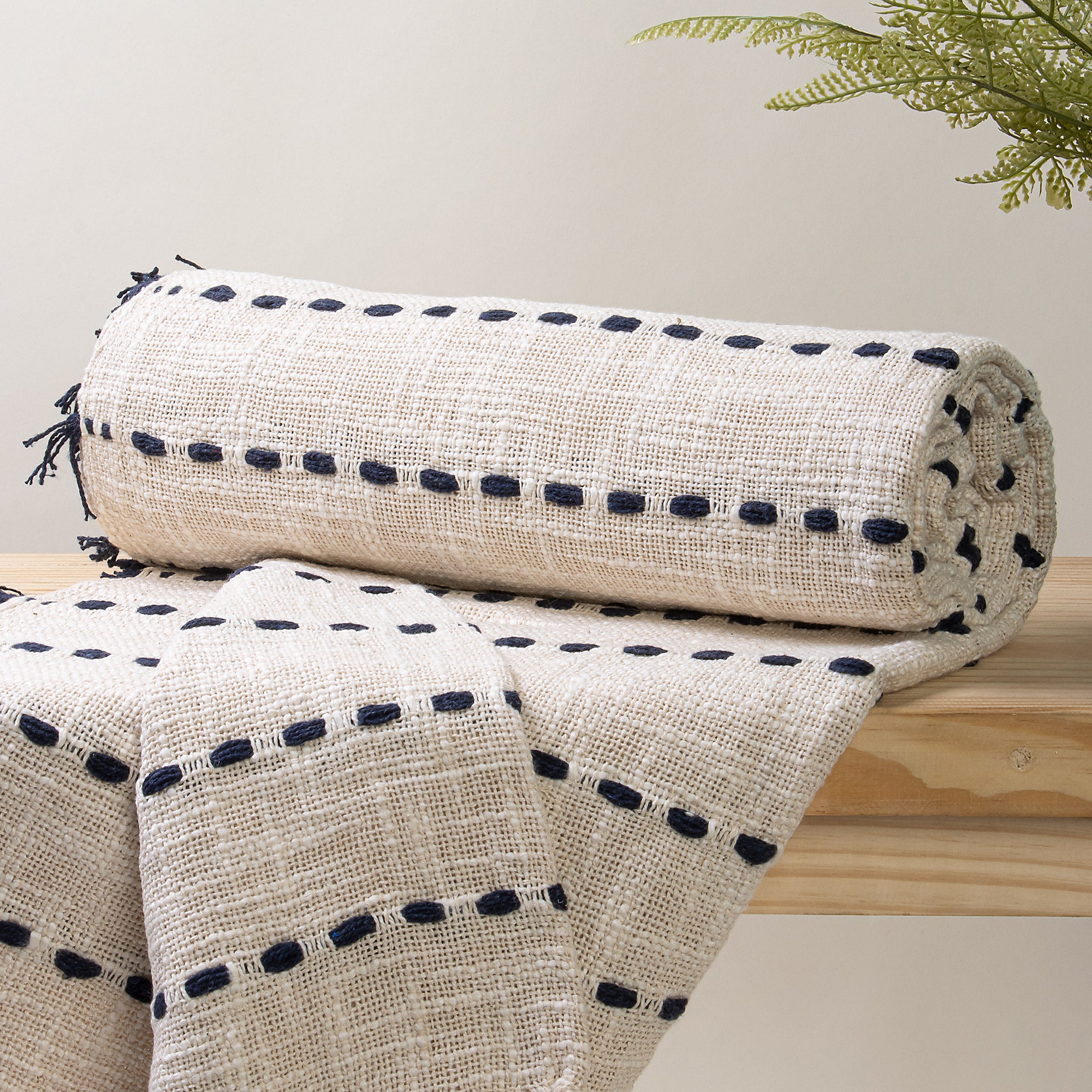 Modern Throw Blanket Handmade Black Stripes Pure Online