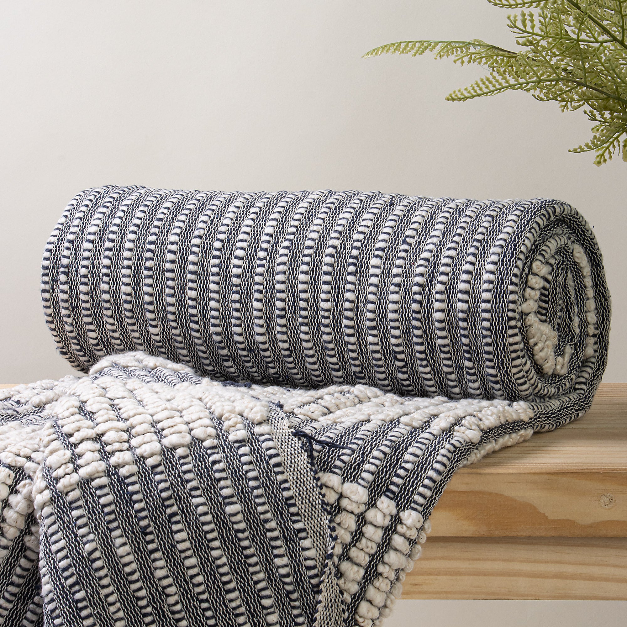 Handmade Black 100% Cotton Soft Throw
