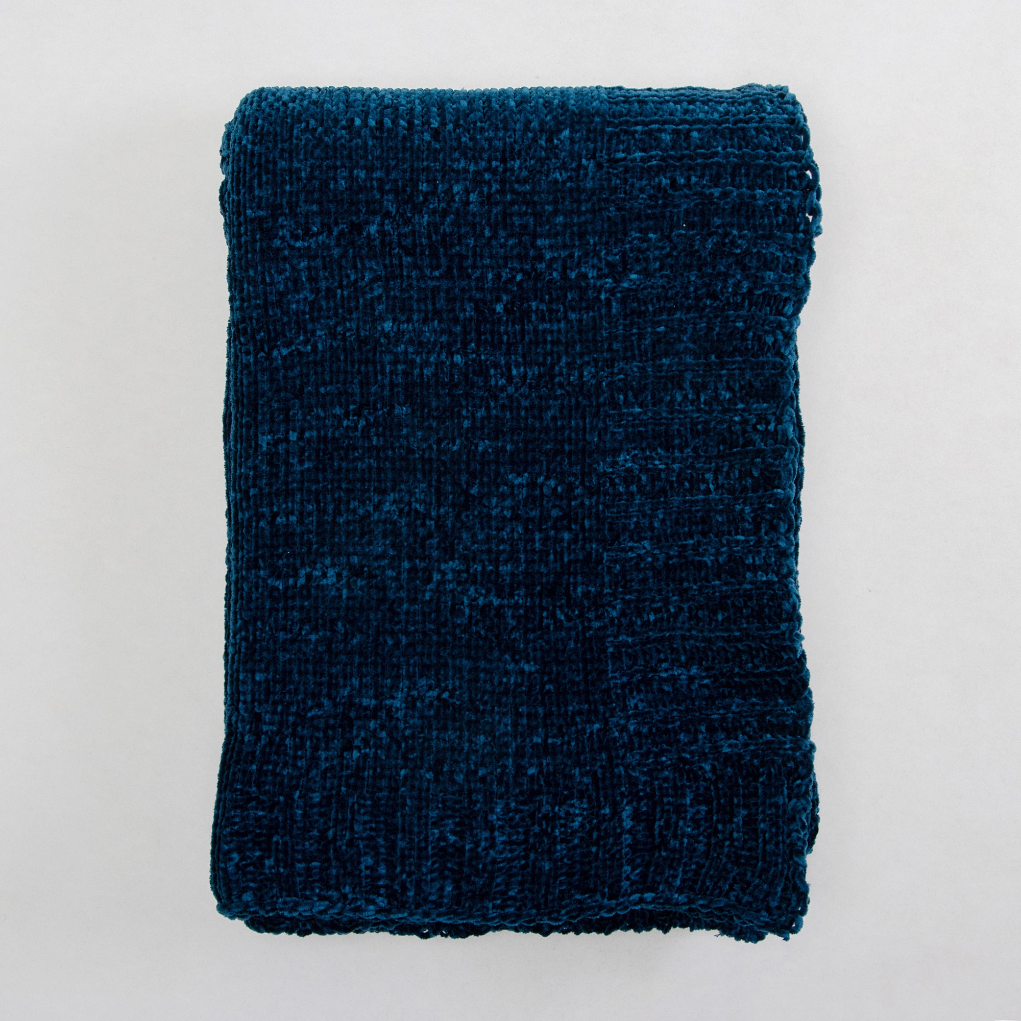 Blue Hand-Knitted Soft Cotton Sofa Throw for Decor Couch