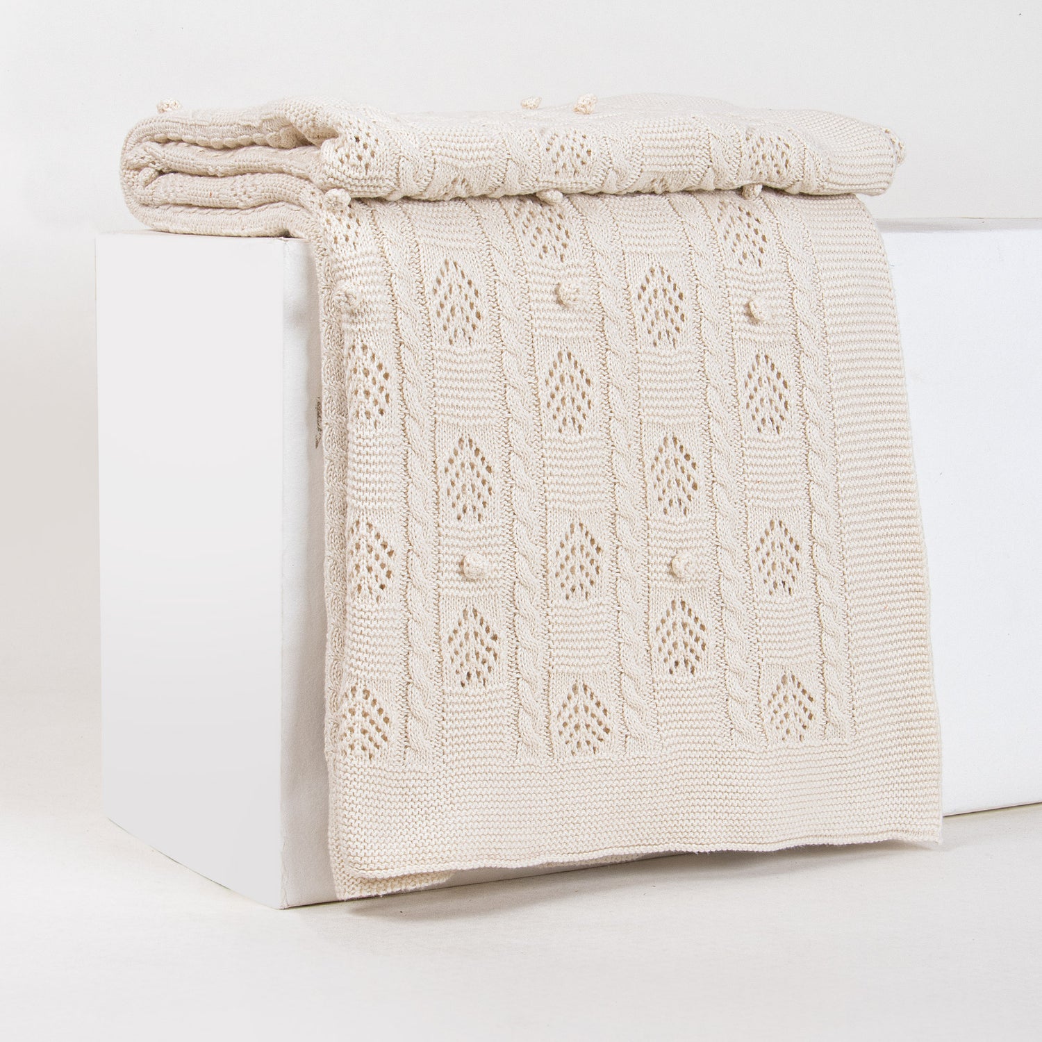 Handmade Soft Cotton Knitted Boho Throw Blanket