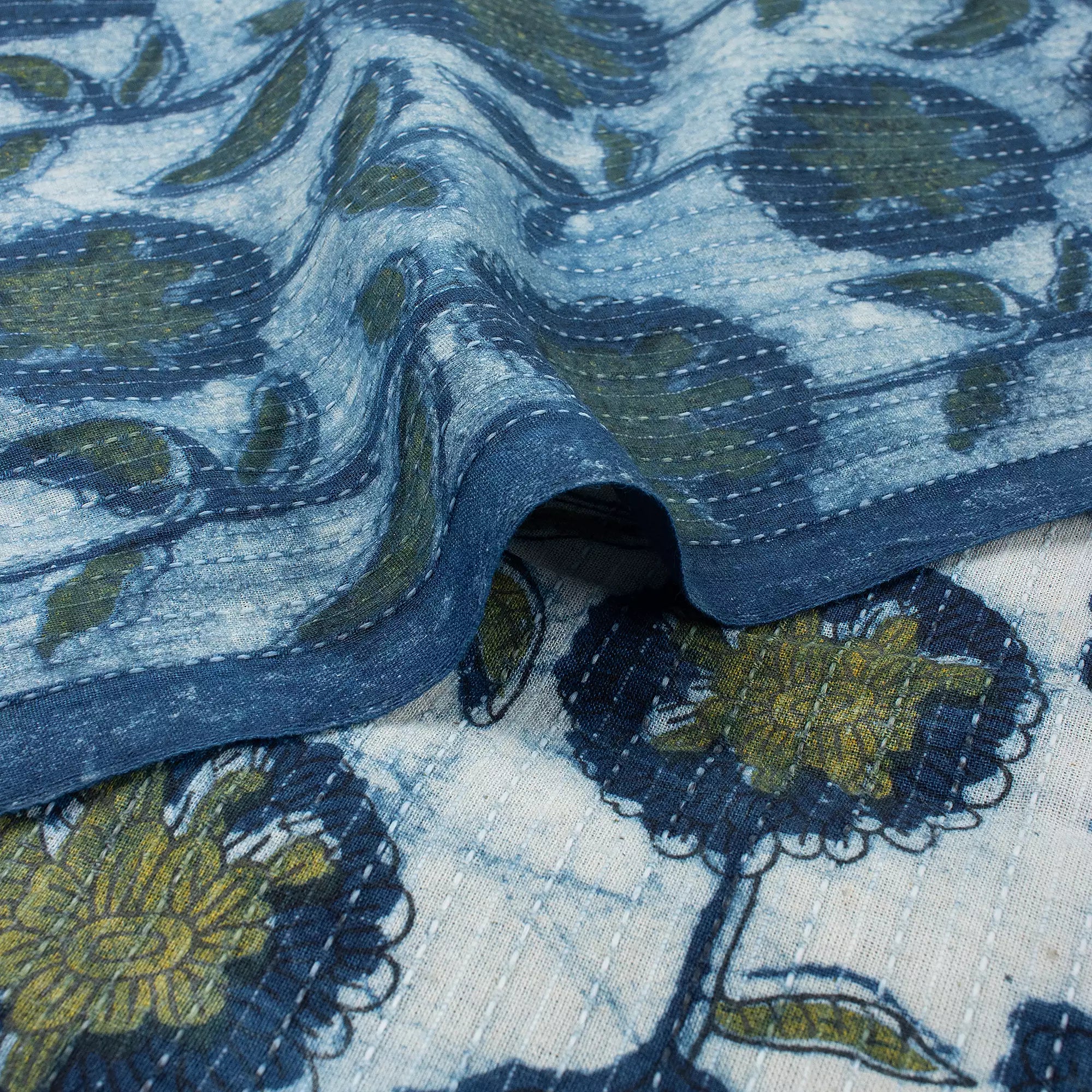 Pure Cotton Kantha Mud Resist Cotton Fabric