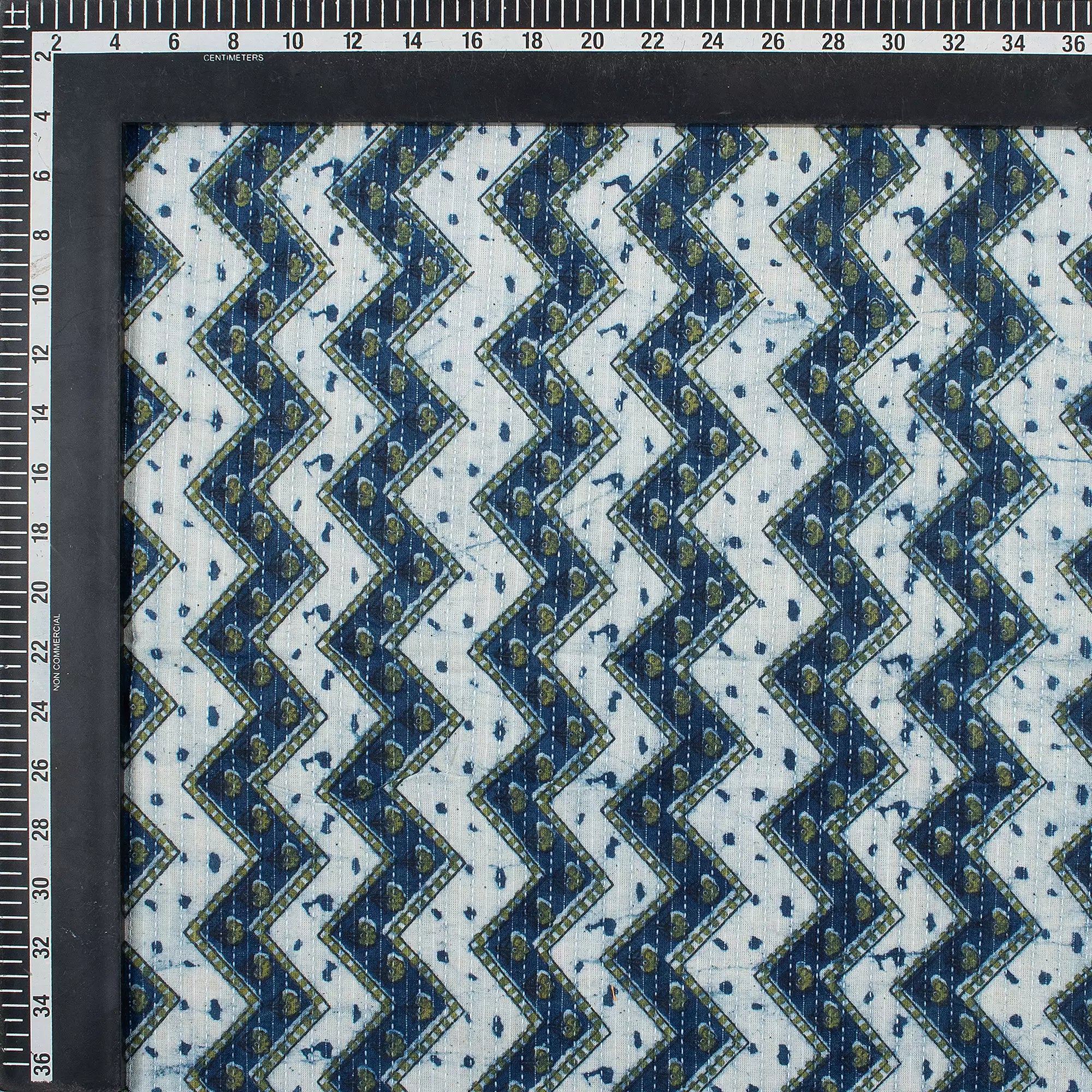 Zig Zag Block Printed Kantha Fabric