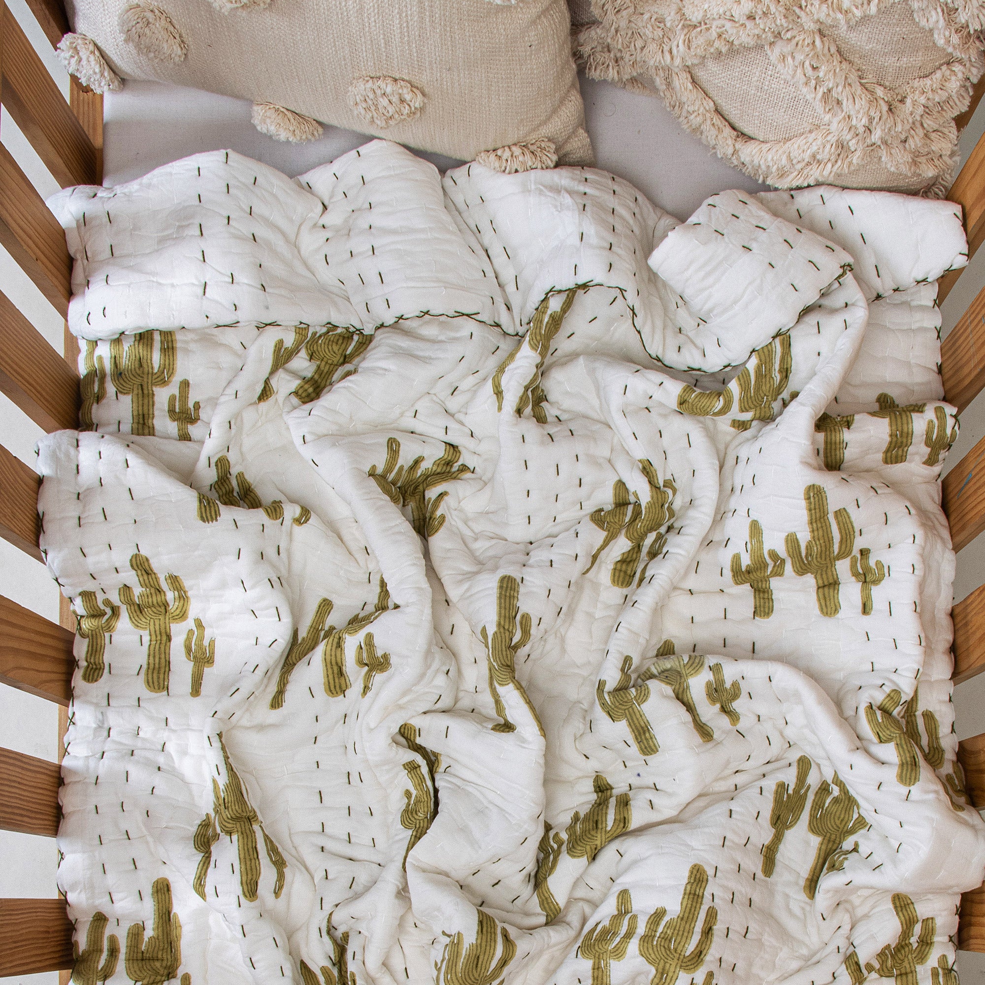 Green Cactus Print Soft Newborn Baby Blanket