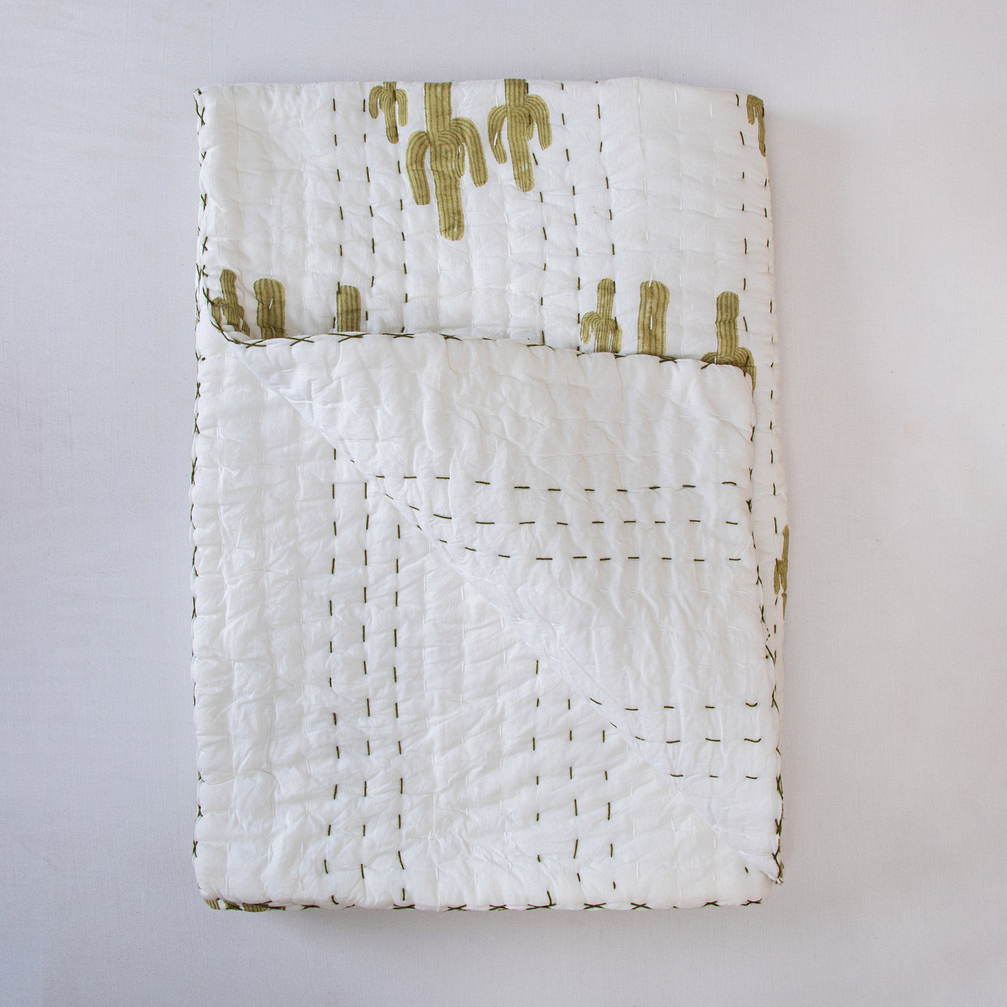 Green Cactus Print Soft Newborn Baby Blanket