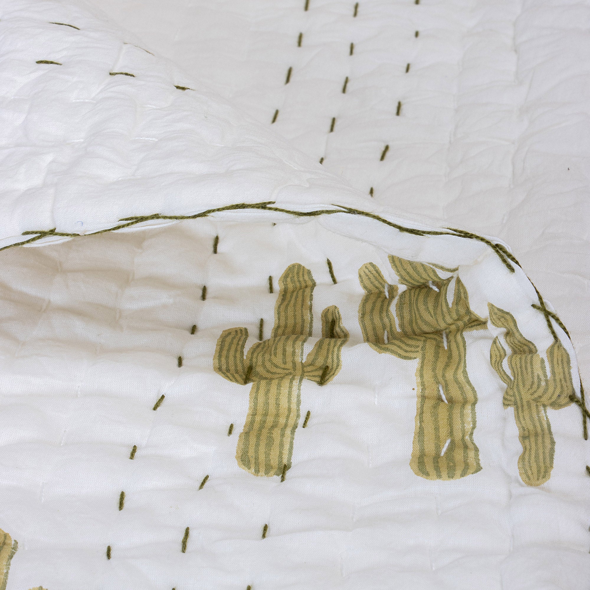 Green Cactus Print Soft Newborn Baby Blanket