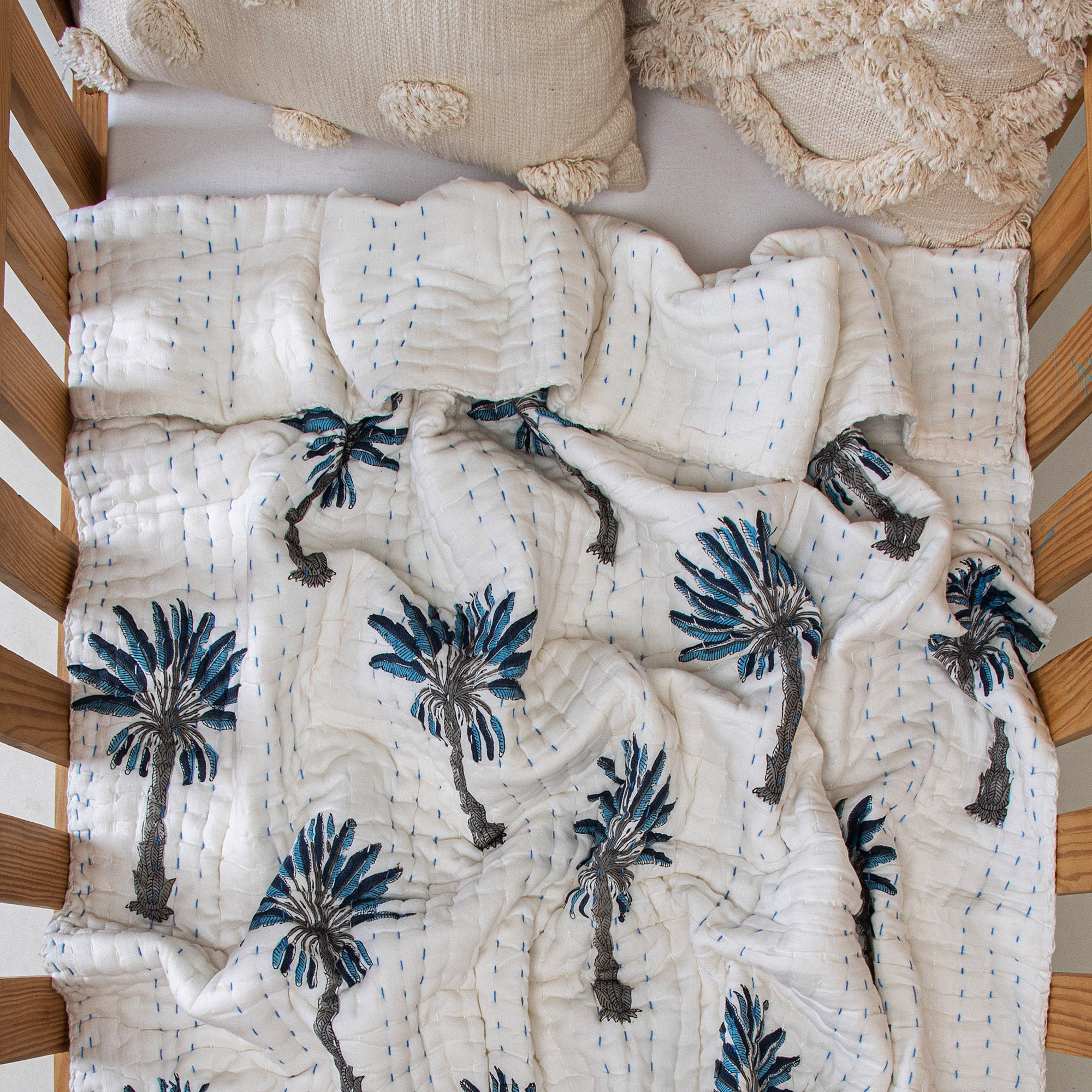 Palm Tree Print Cotton Newborn Receiving Blanket