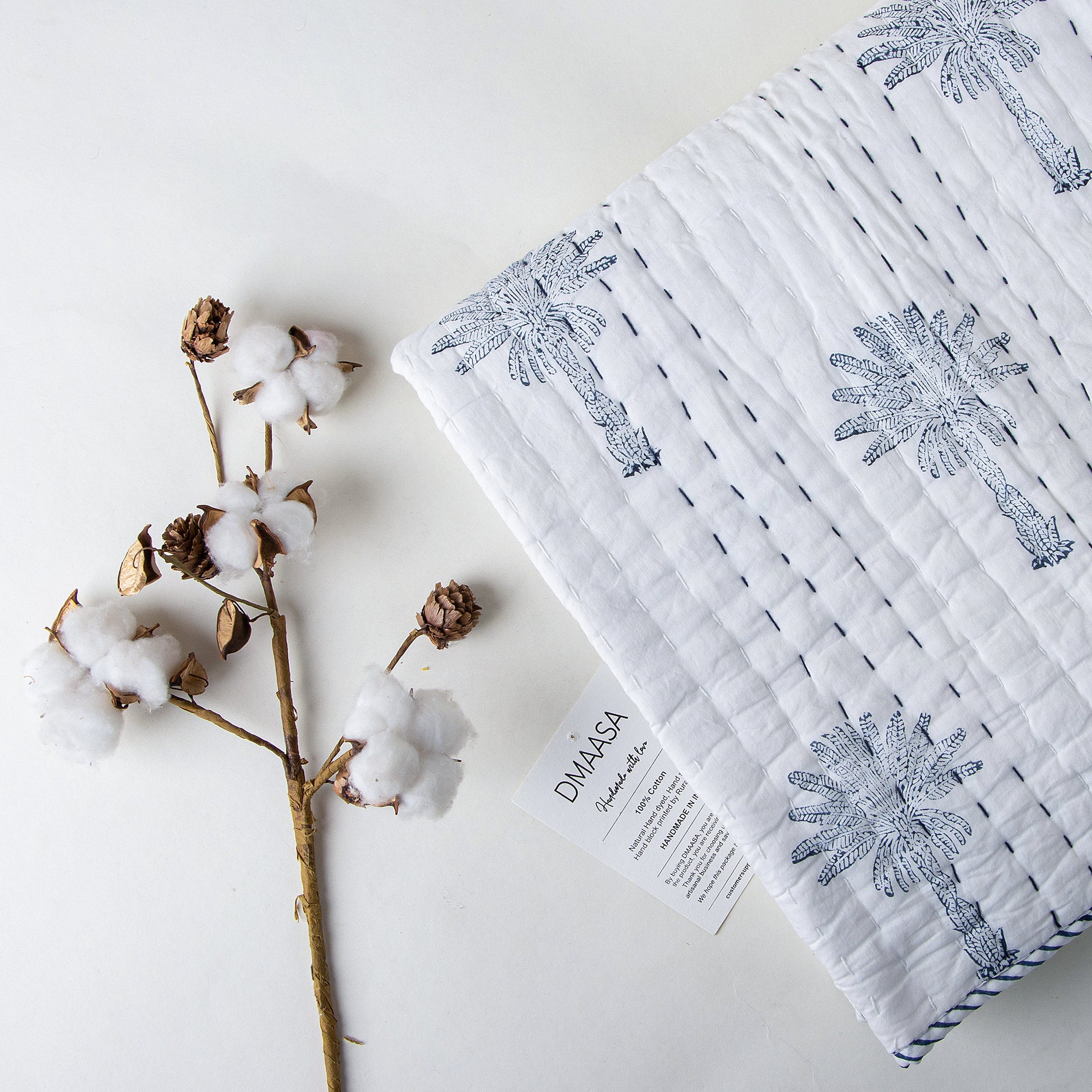 Handmade Palm Tree Print Baby Swaddle Blankets