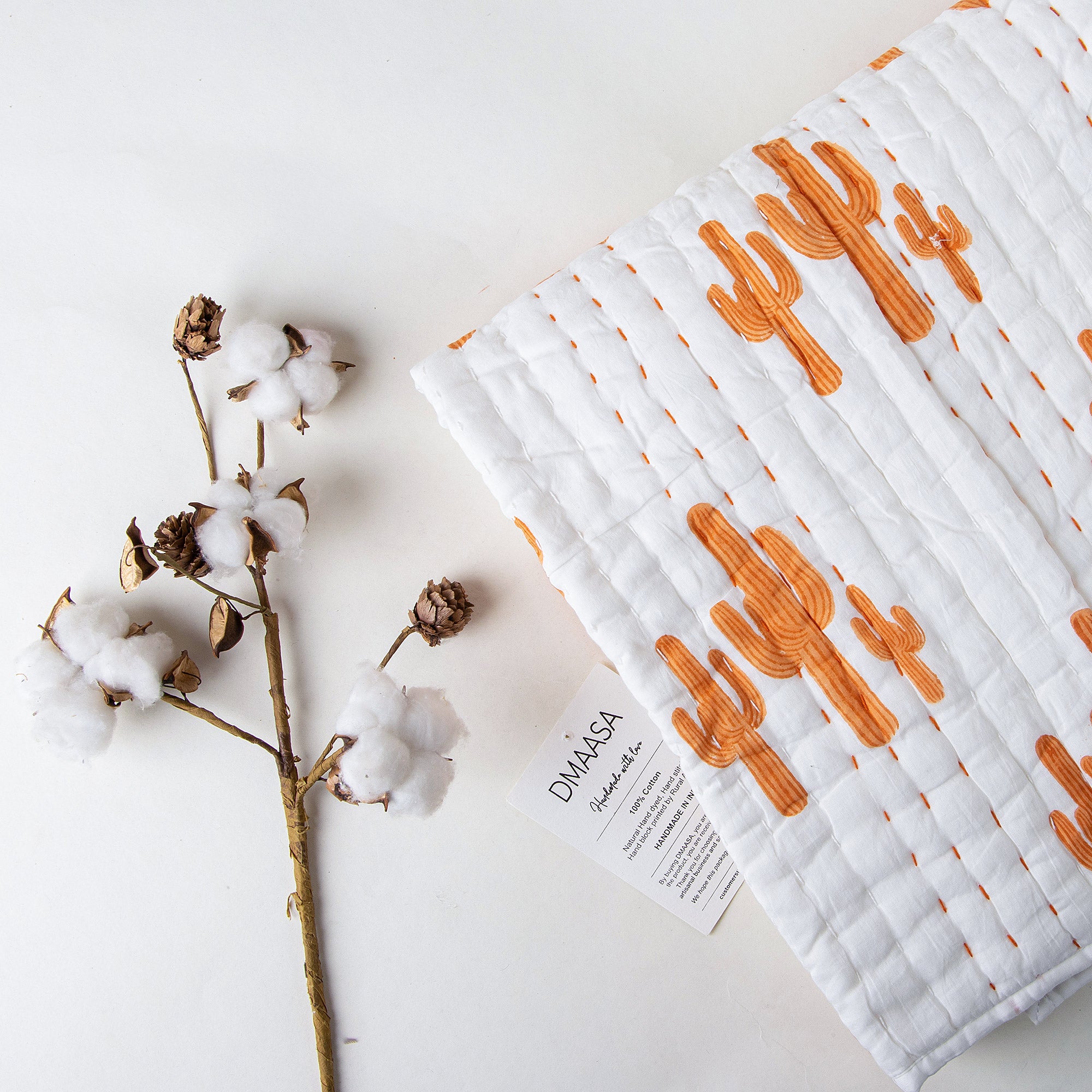 Mustard Yellow Cactus Print Baby Comforter Blanket