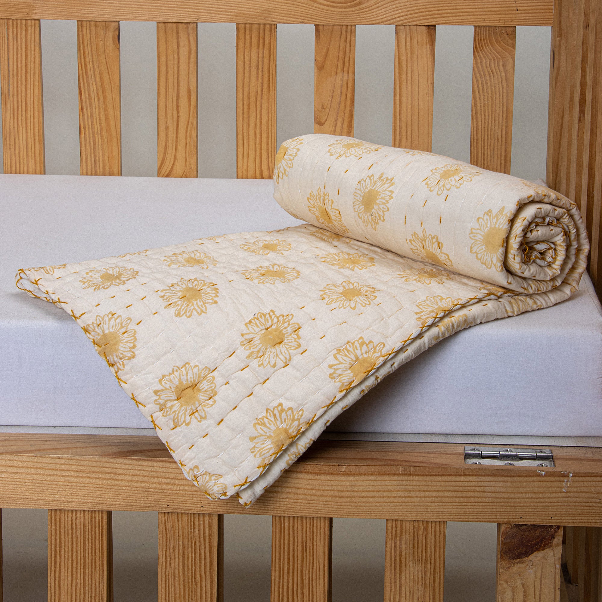 Sun Flower Print Cotton Small Baby Blanket