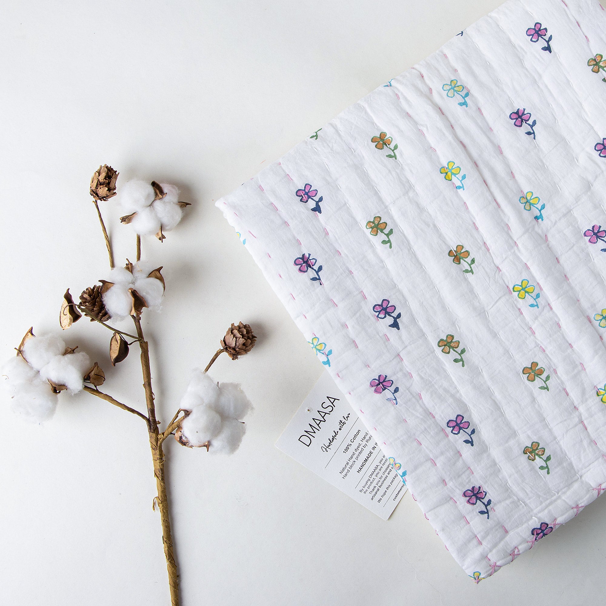 Floral Print Cotton Baby Blanket Set for Winter
