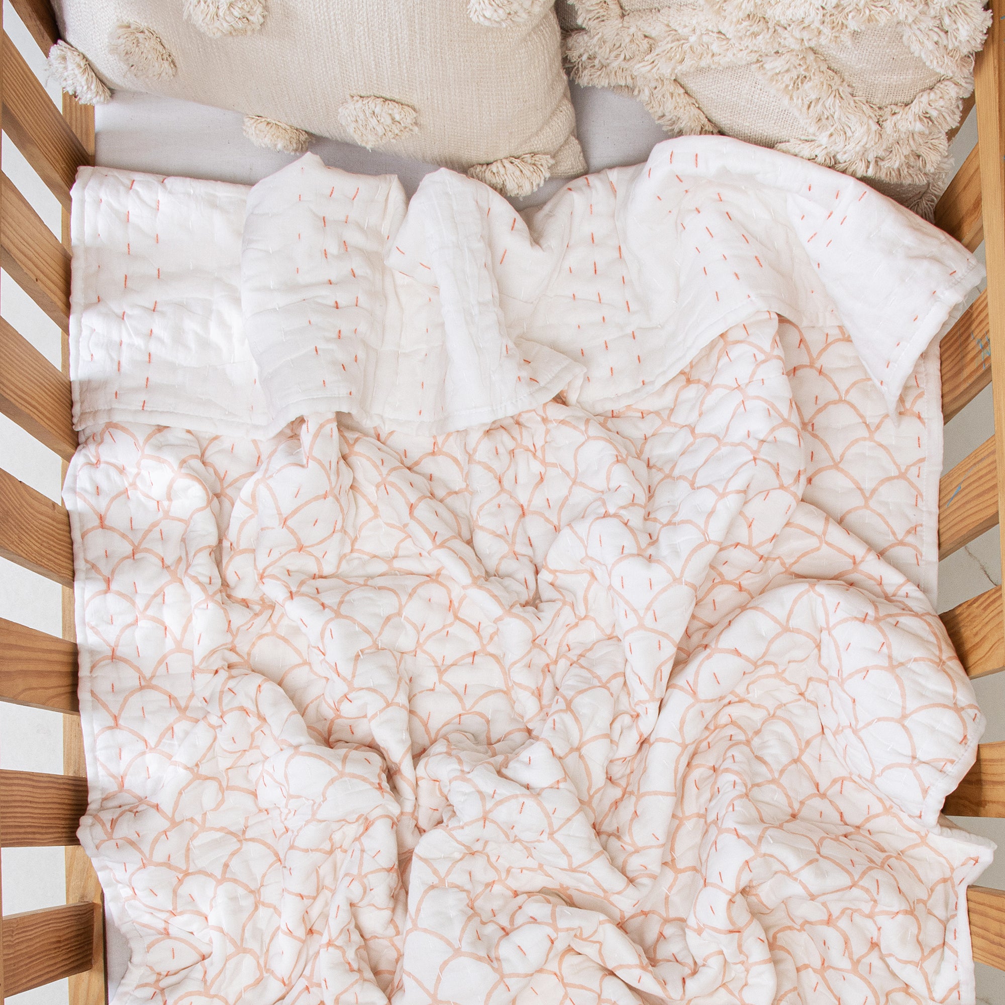 Pink Wave Print Pure Cotton Baby Blankets