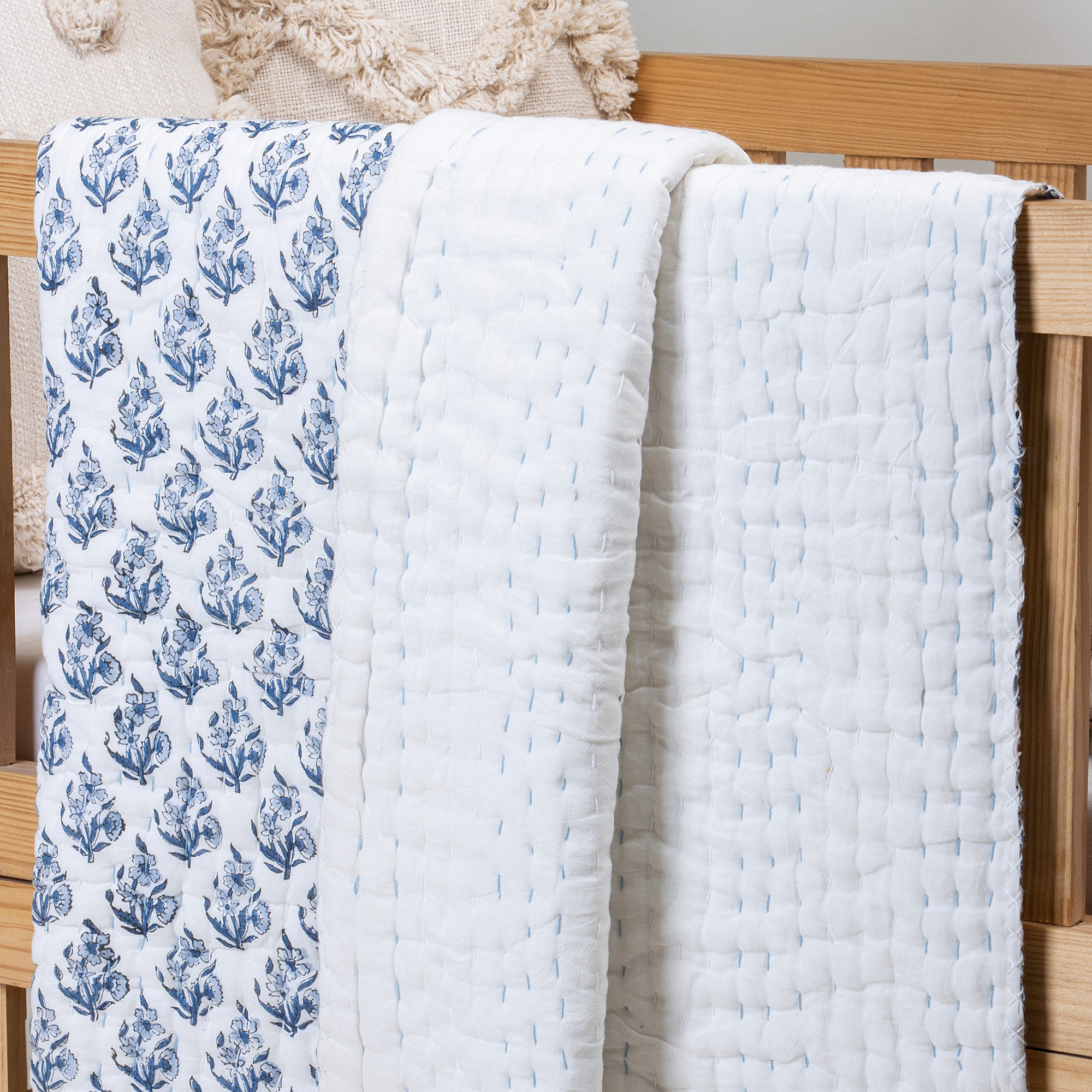 Blue Floral Print Soft Baby Blanket Online