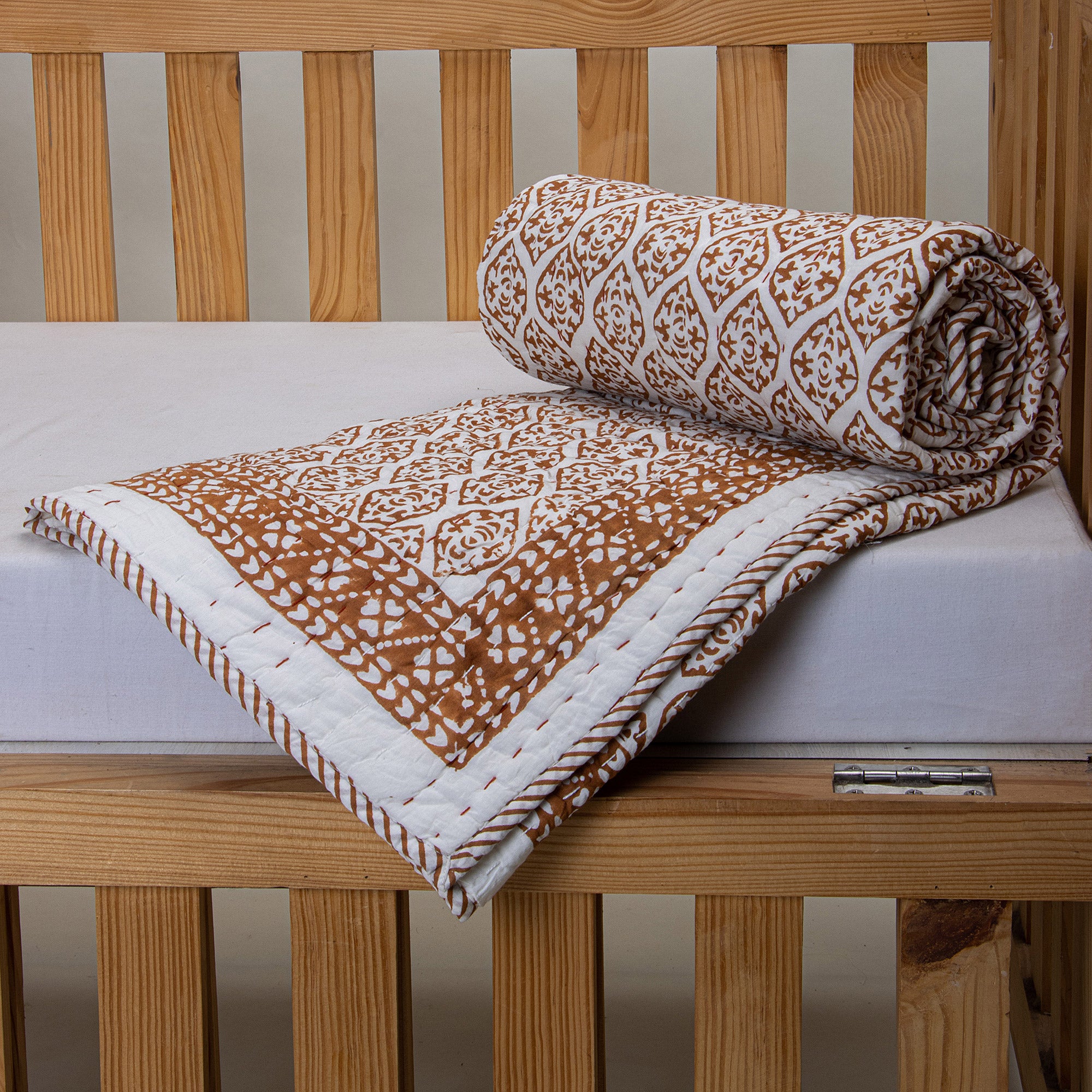 Brown Paisley Design Soft Cotton Kids Quilts