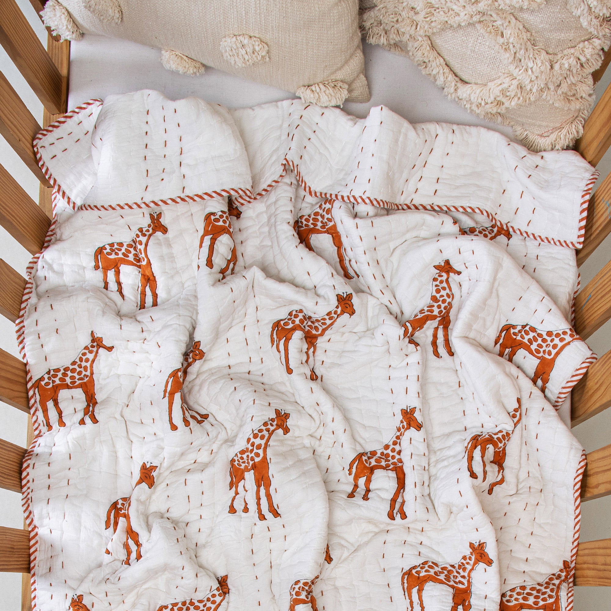 Brown Giraffe Print Mulmul Swaddle Blankets