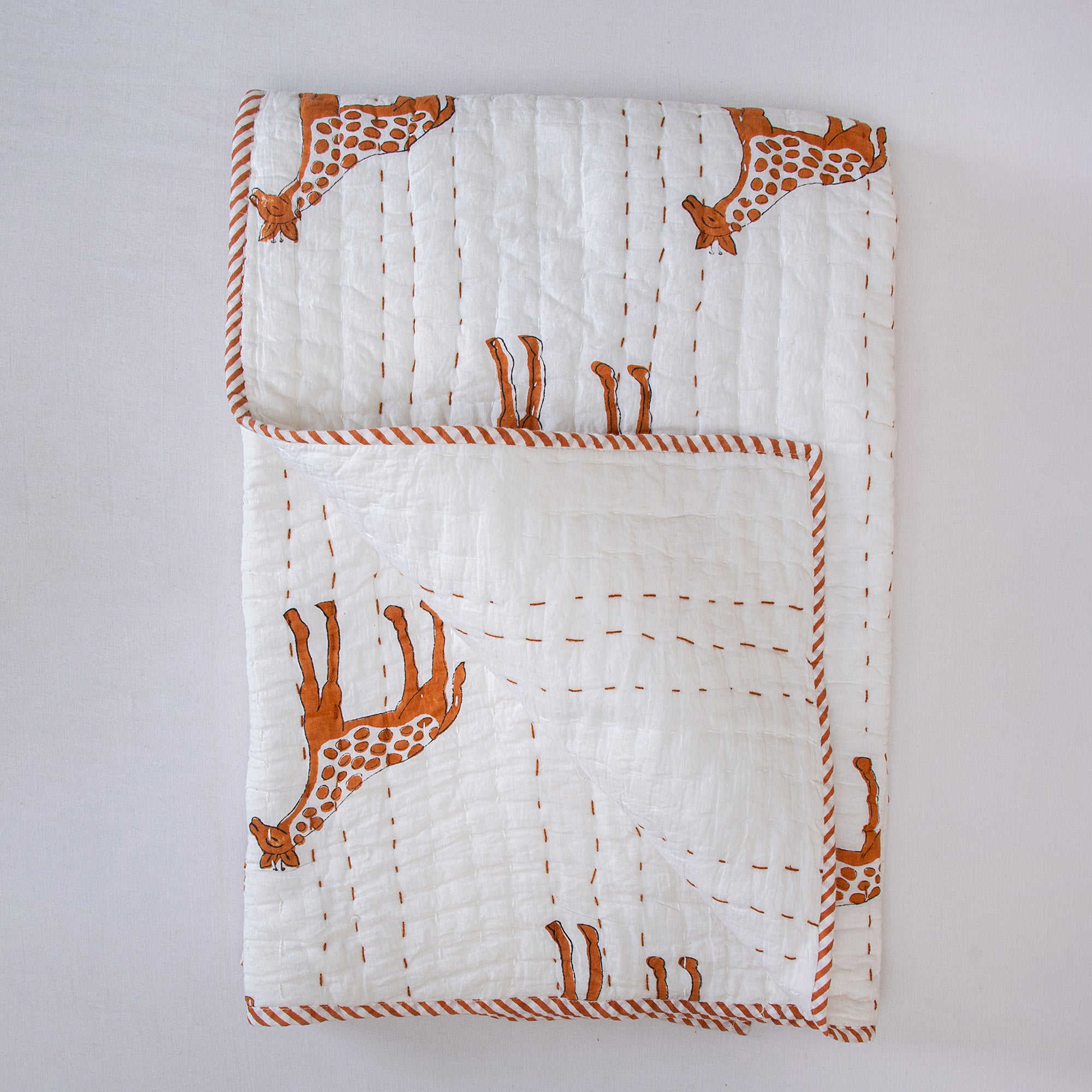 Brown Giraffe Print Mulmul Swaddle Blankets