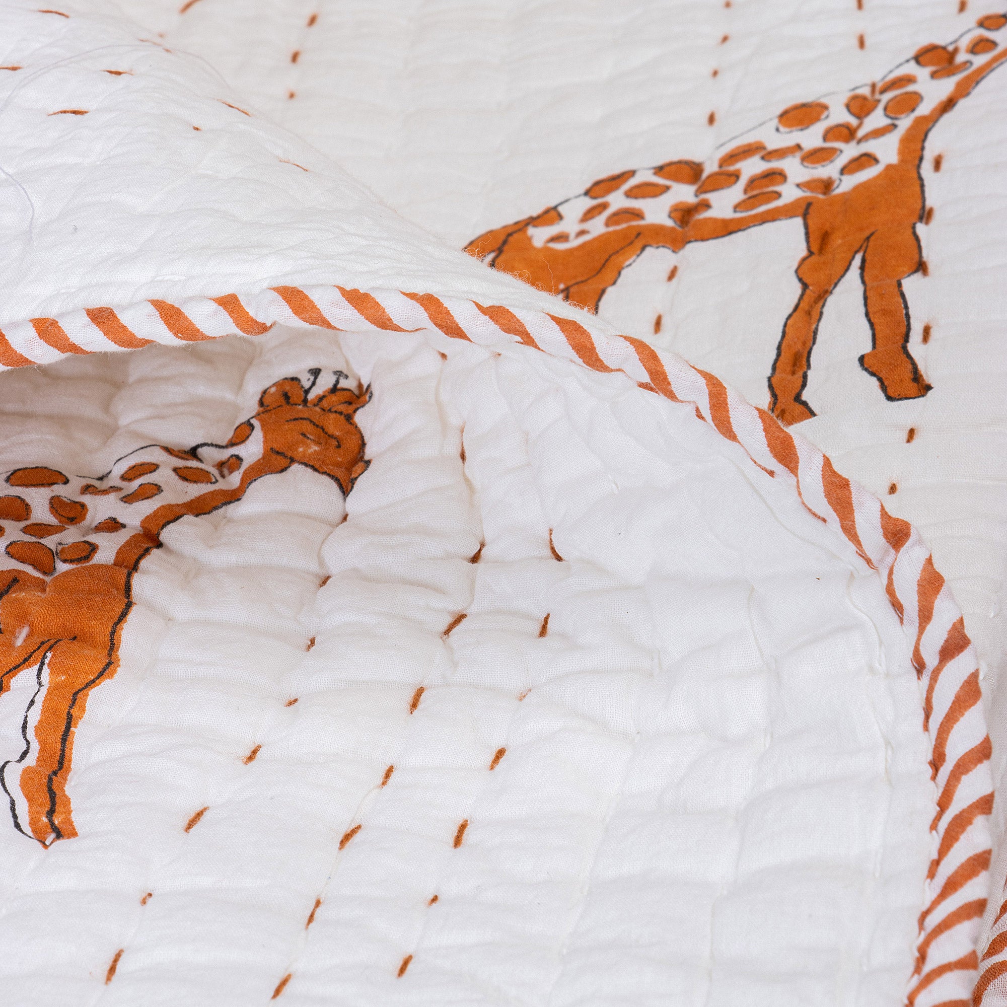 Brown Giraffe Print Mulmul Swaddle Blankets