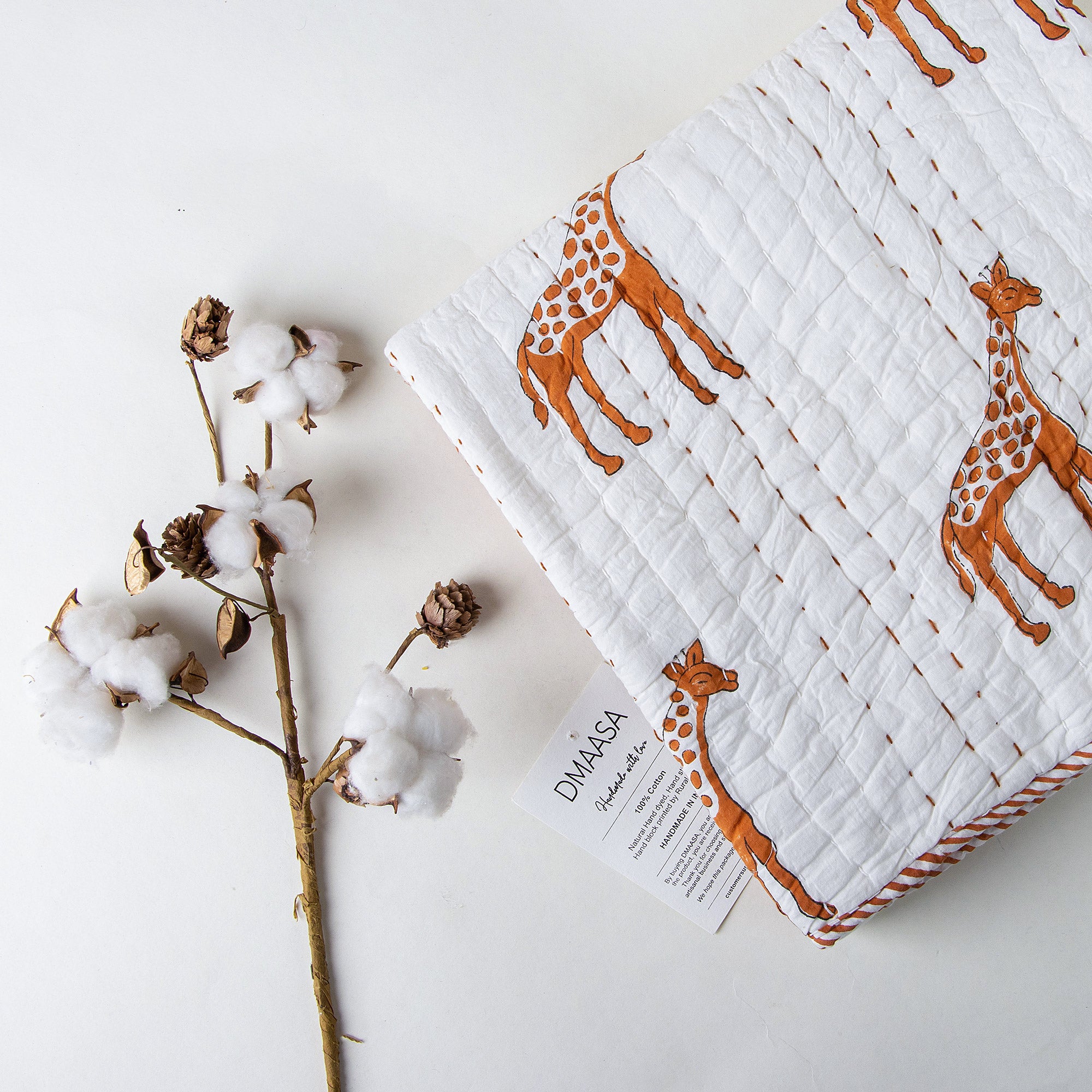 Brown Giraffe Print Mulmul Swaddle Blankets
