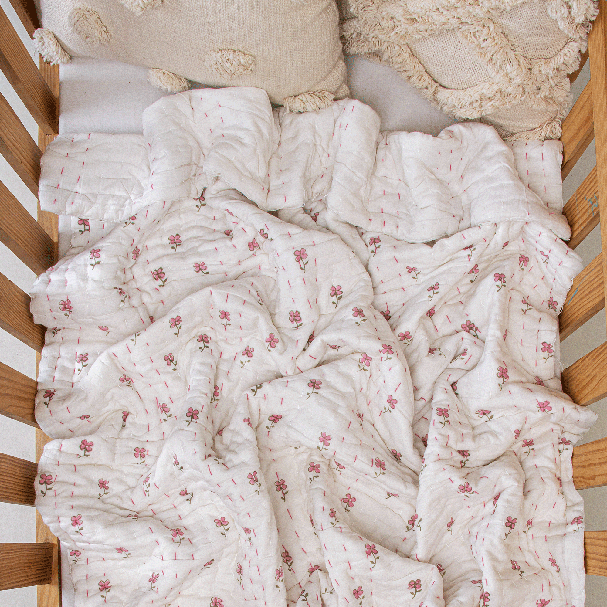 Pink Floral Soft Cotton Baby Blankets