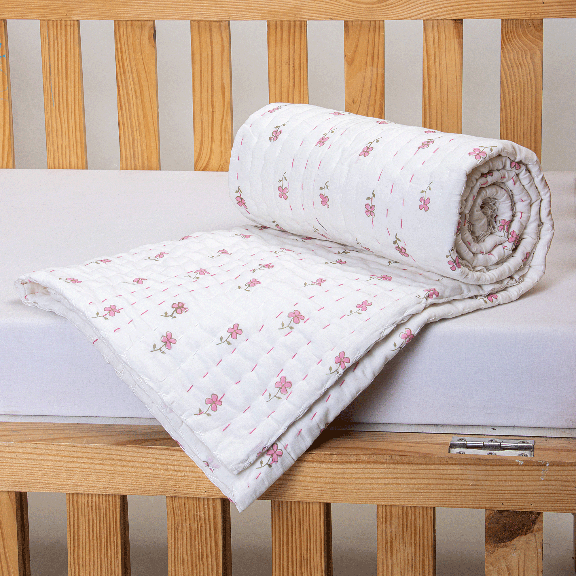 Pink Floral Soft Cotton Baby Blankets