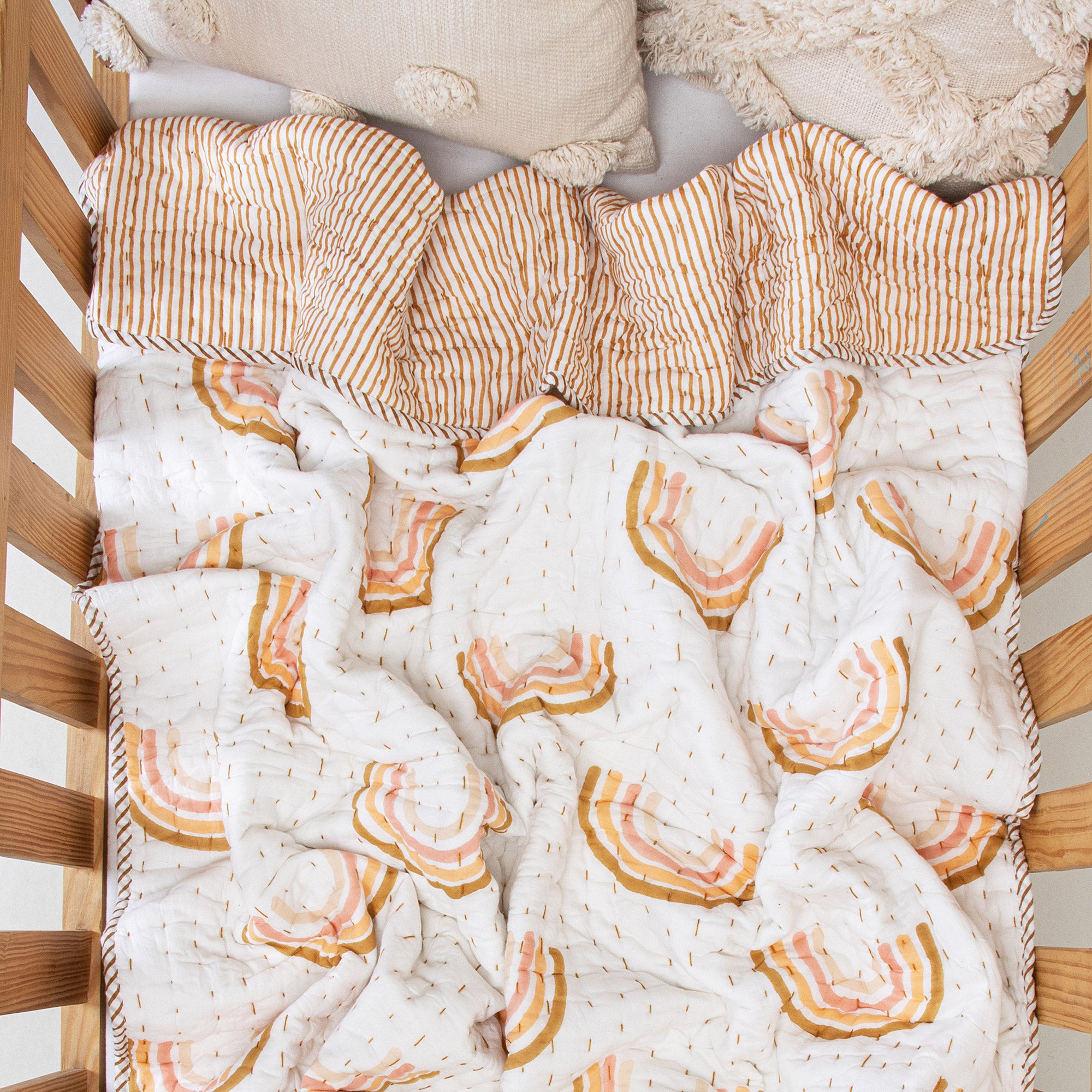Rainbow Print Soft Cotton Muslin Baby Blankets