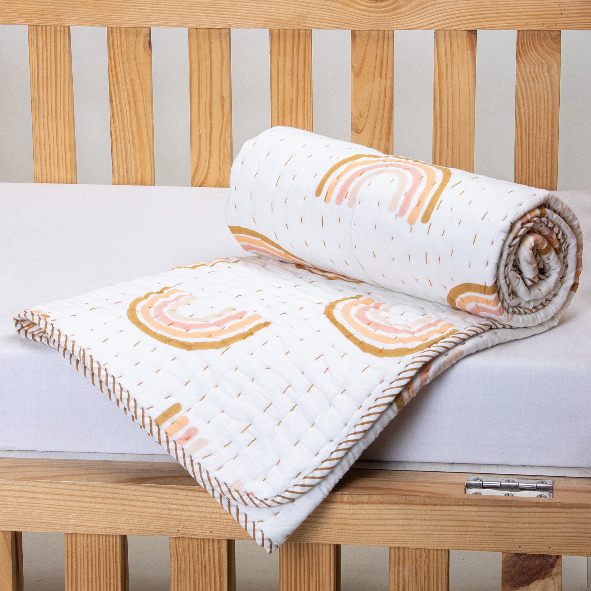 Rainbow Print Soft Cotton Muslin Baby Blankets