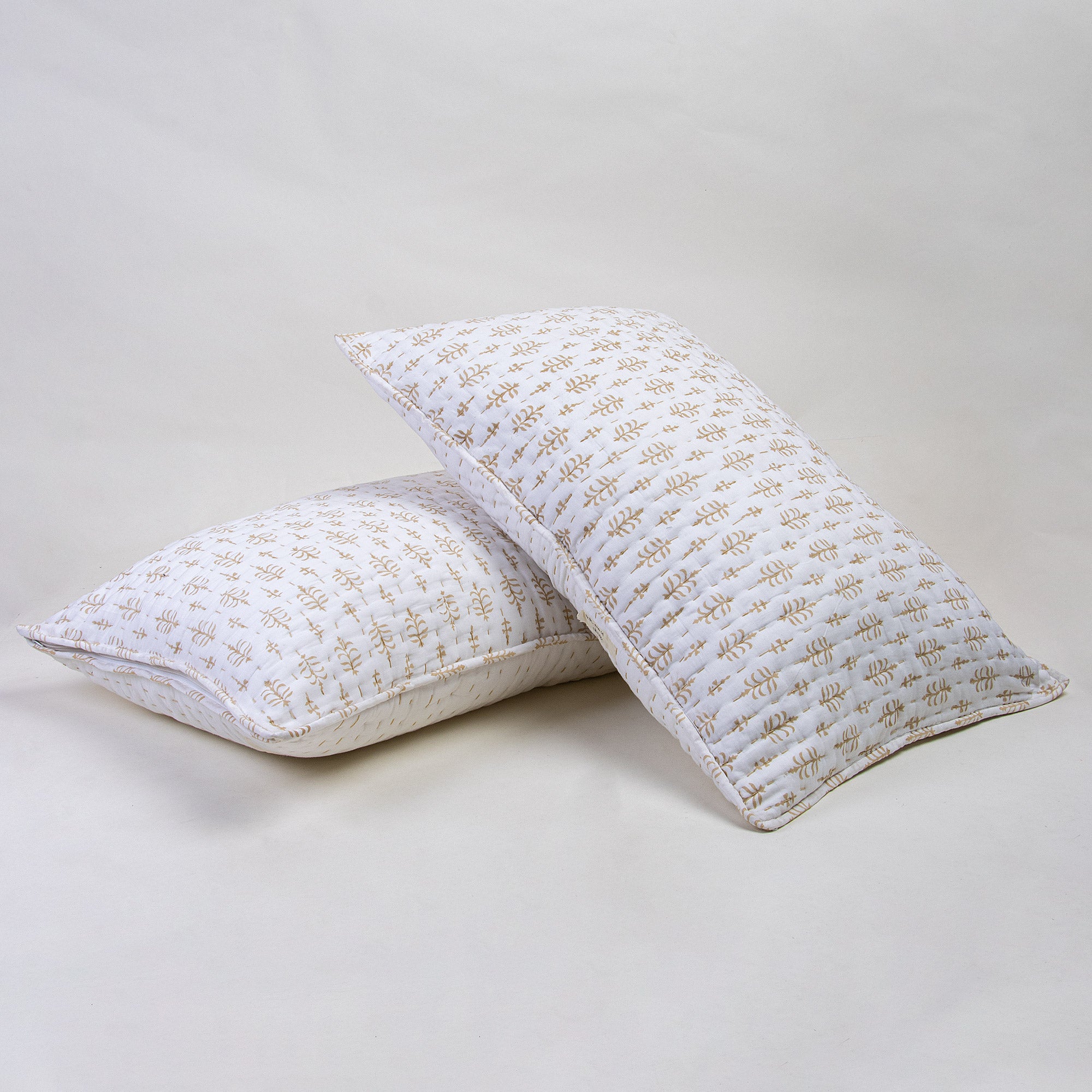 Yellow Booty Kantha Quilted Cushion Cover