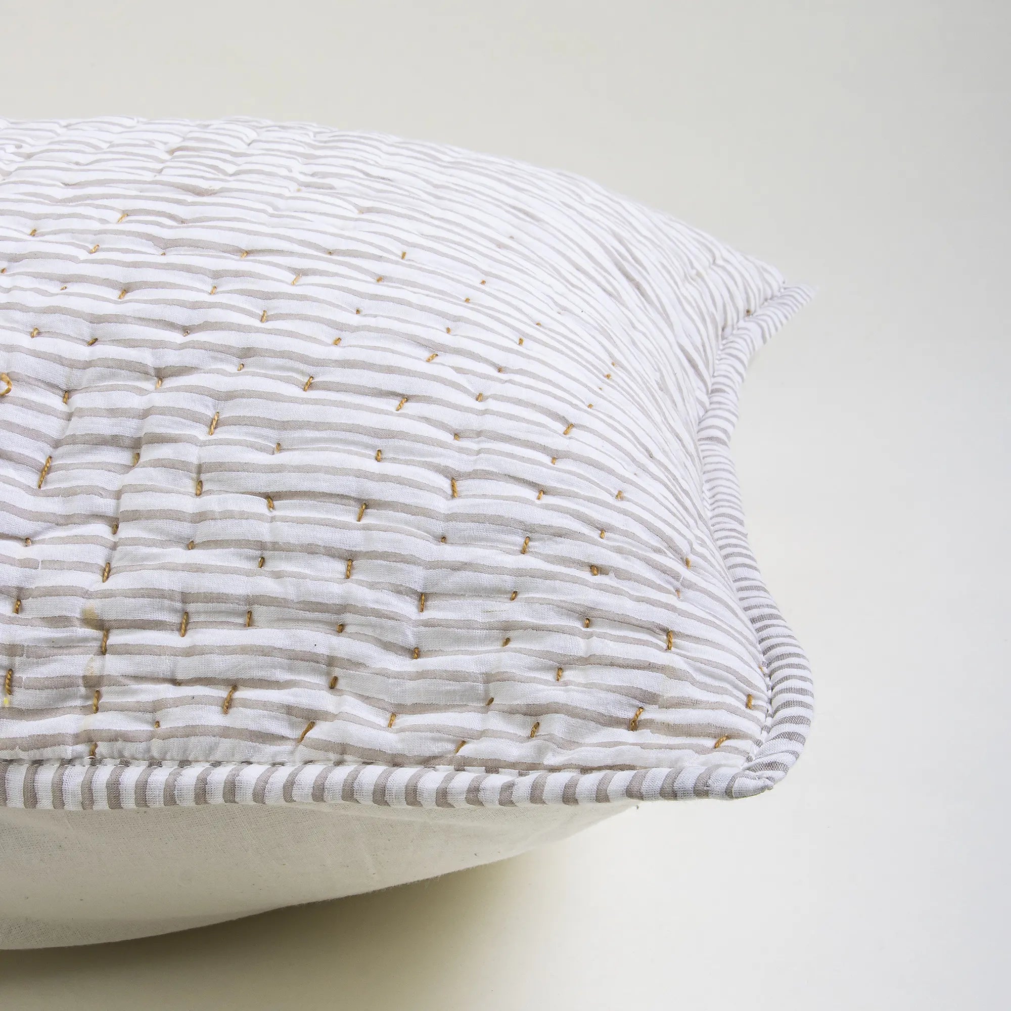 Handmade Kantha Pillow Cover- Stripe