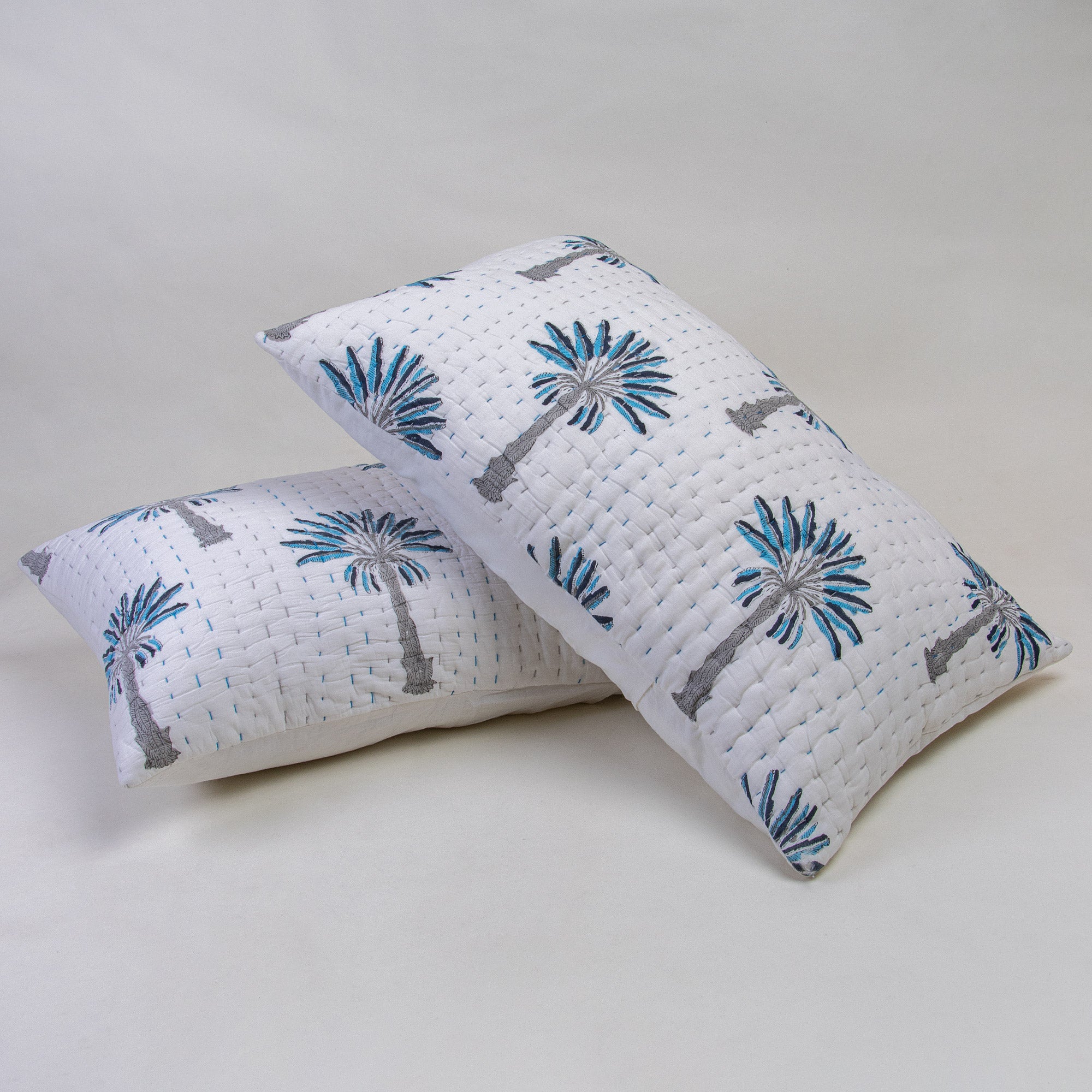 Hand Block Printed Cotton Kantha Quilted Cushion Cover