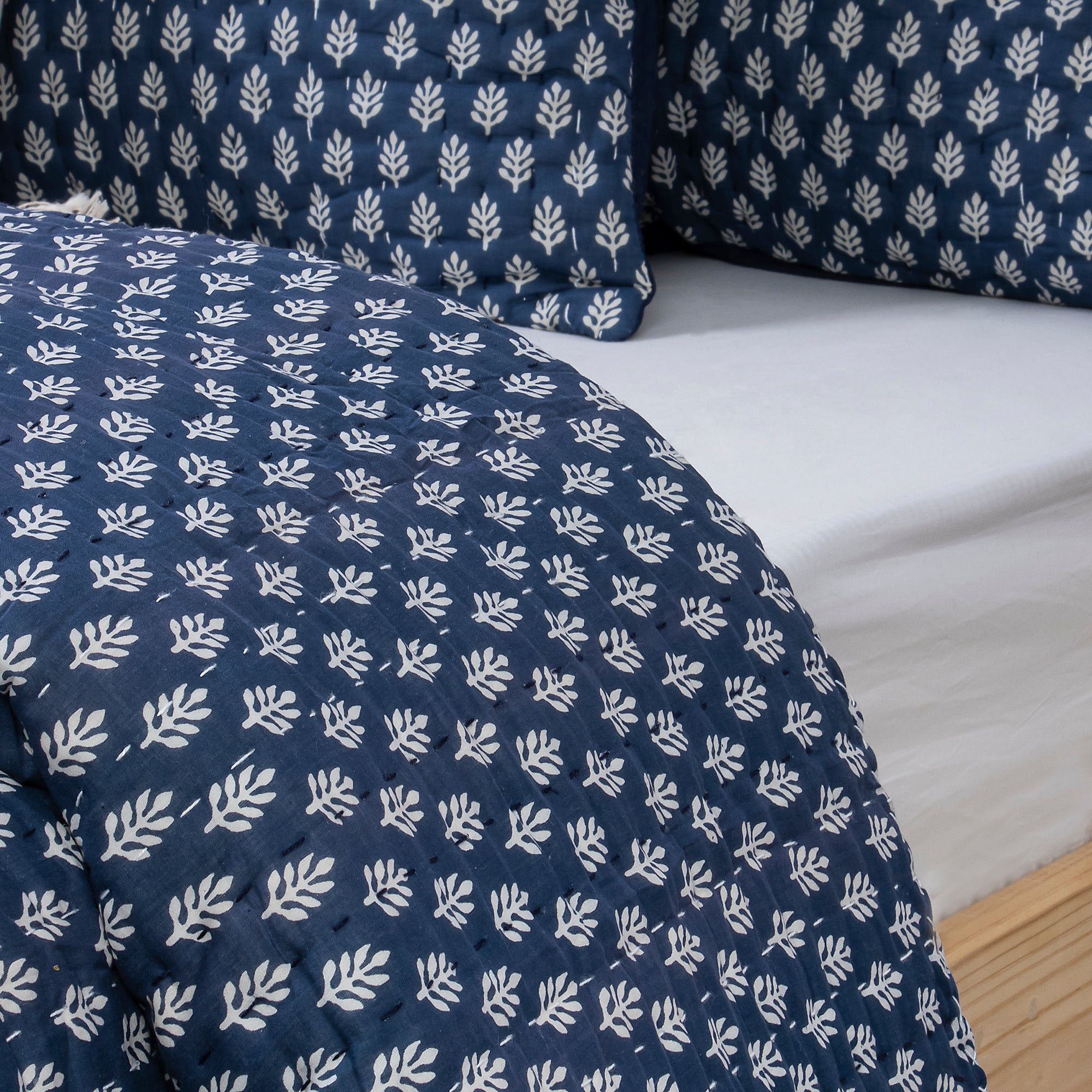 Blue Vintage Kantha Quilts & Cotton Rajai Blanket