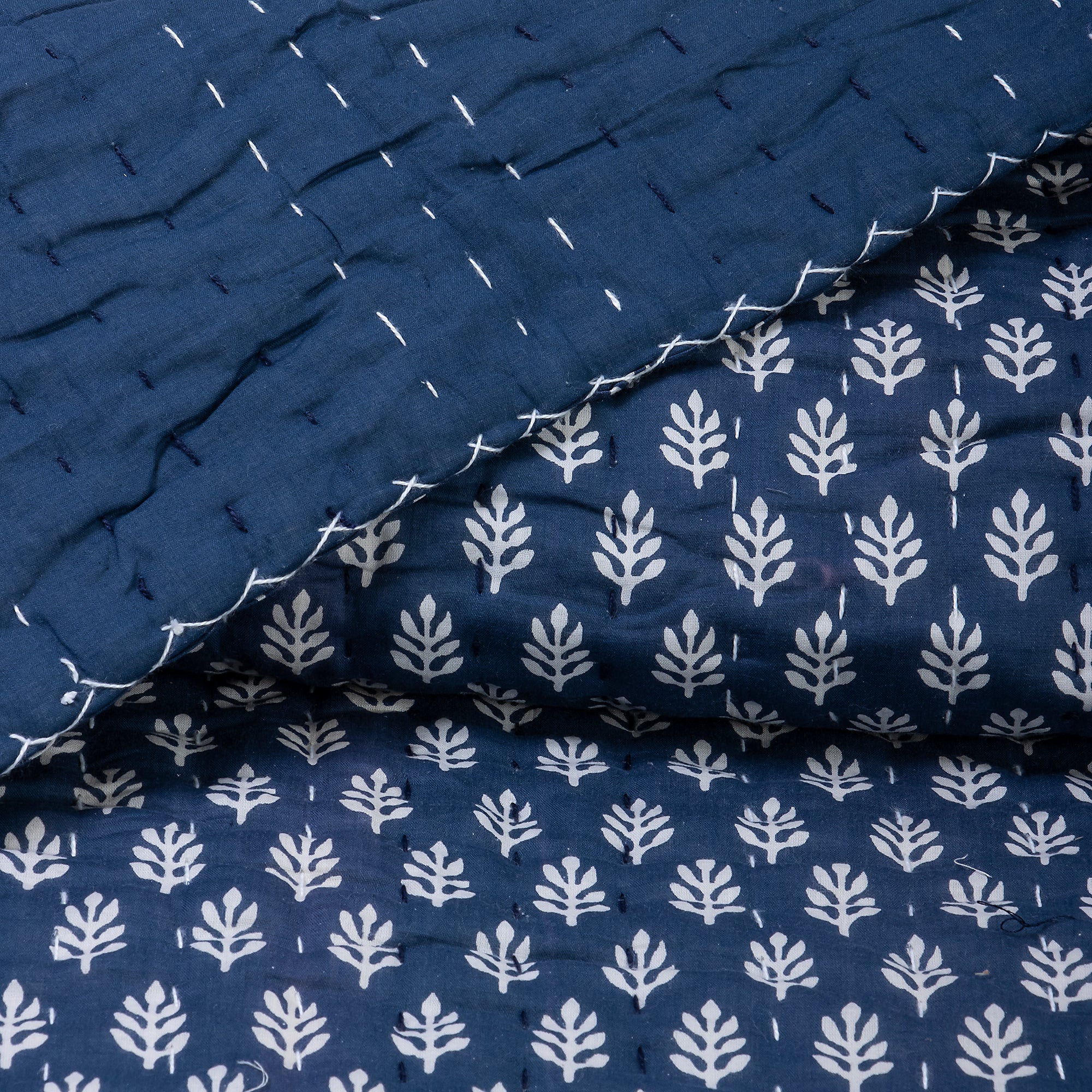 Blue Vintage Kantha Quilts & Cotton Rajai Blanket
