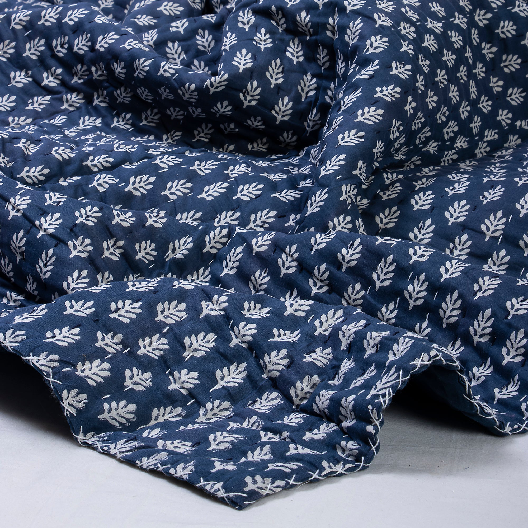 Blue Vintage Kantha Quilts & Cotton Rajai Blanket
