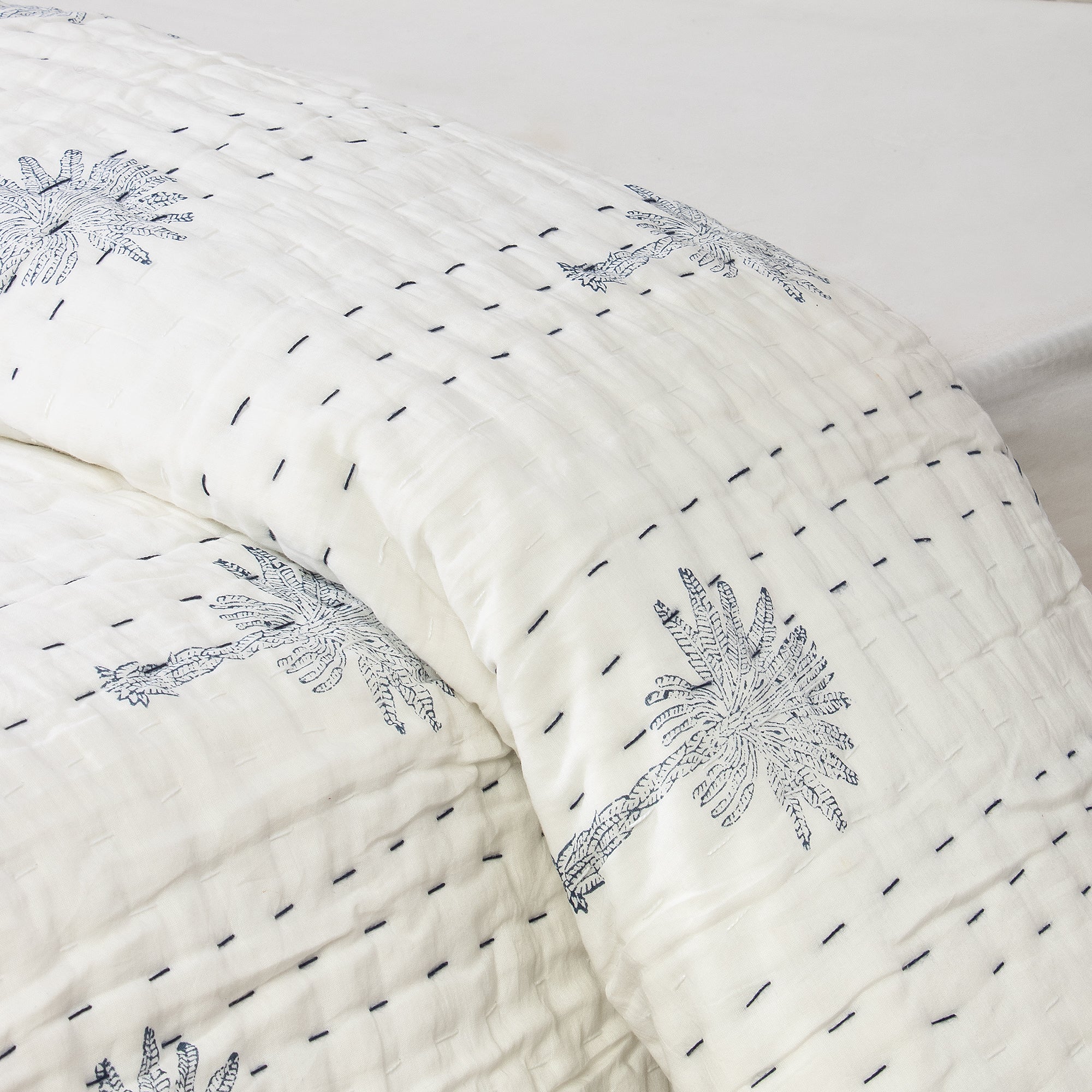 Hand Block Print Reversible Kantha Quilt Blanket
