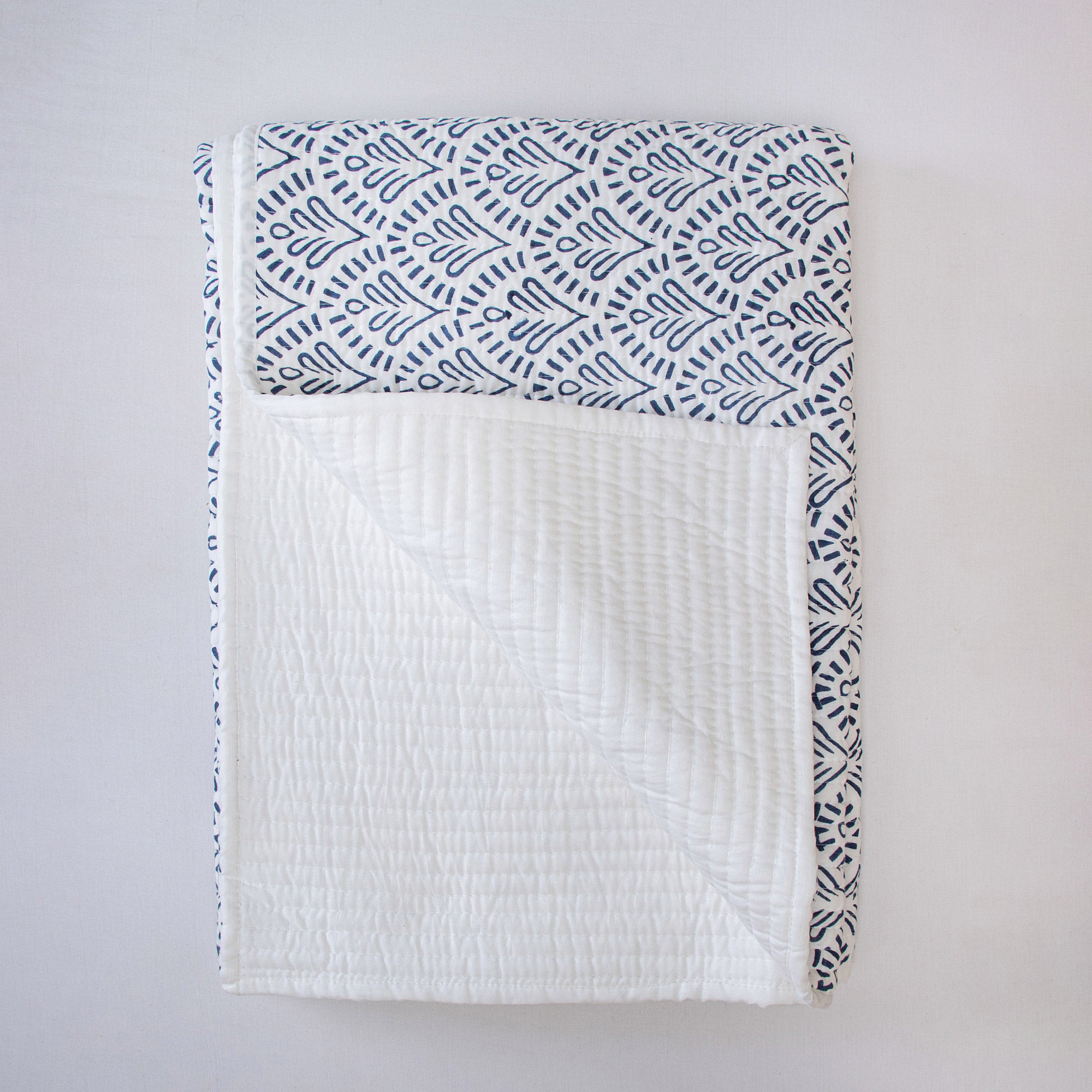 Blue Hand Printed Cotton Muslin Baby Blankets