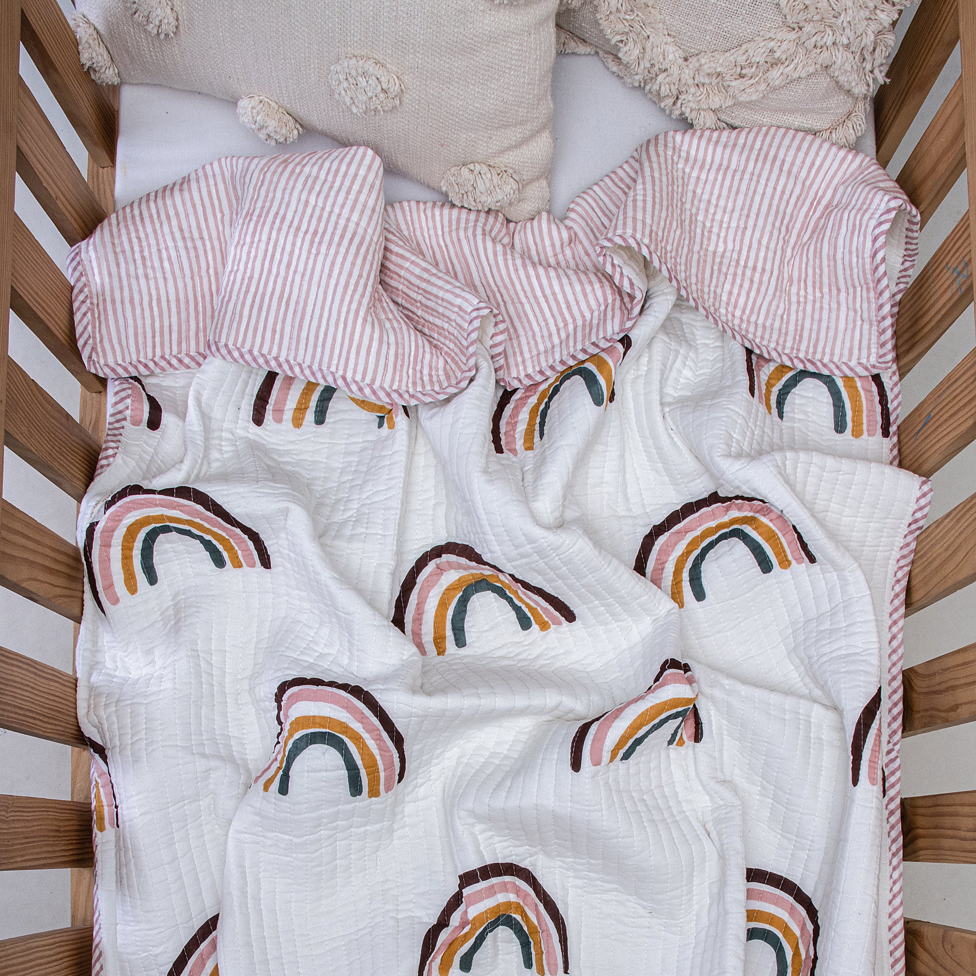 Multicolor Rainbow Muslin Cotton Receiving Blankets