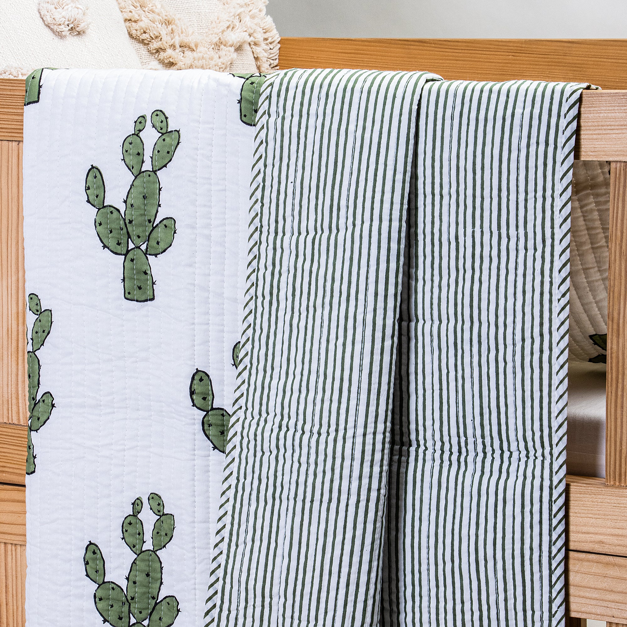 Cactus Design Green Soft Modern Baby Blankets