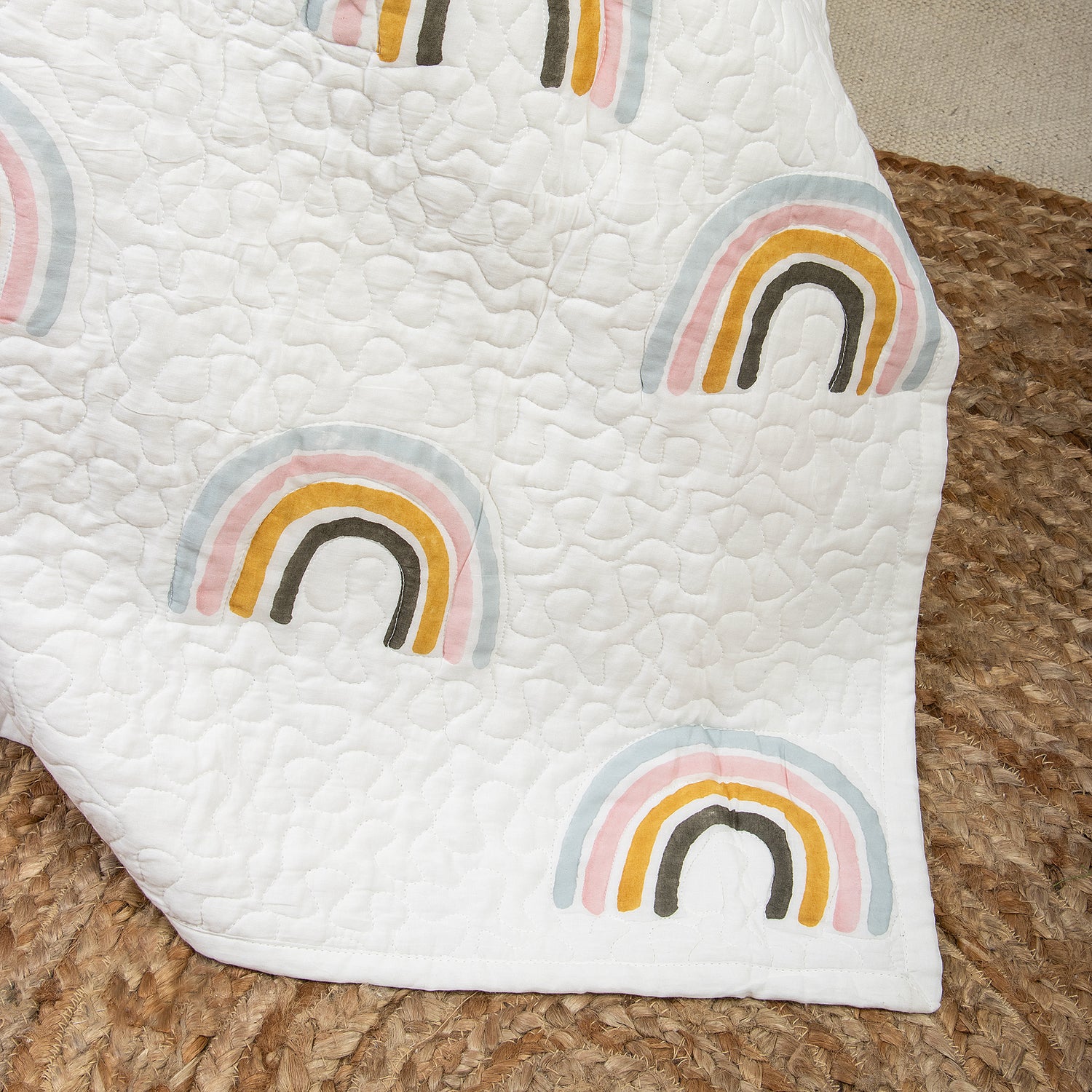 Pure Cotton Rajai Blanket Yellow Sunrise Printed