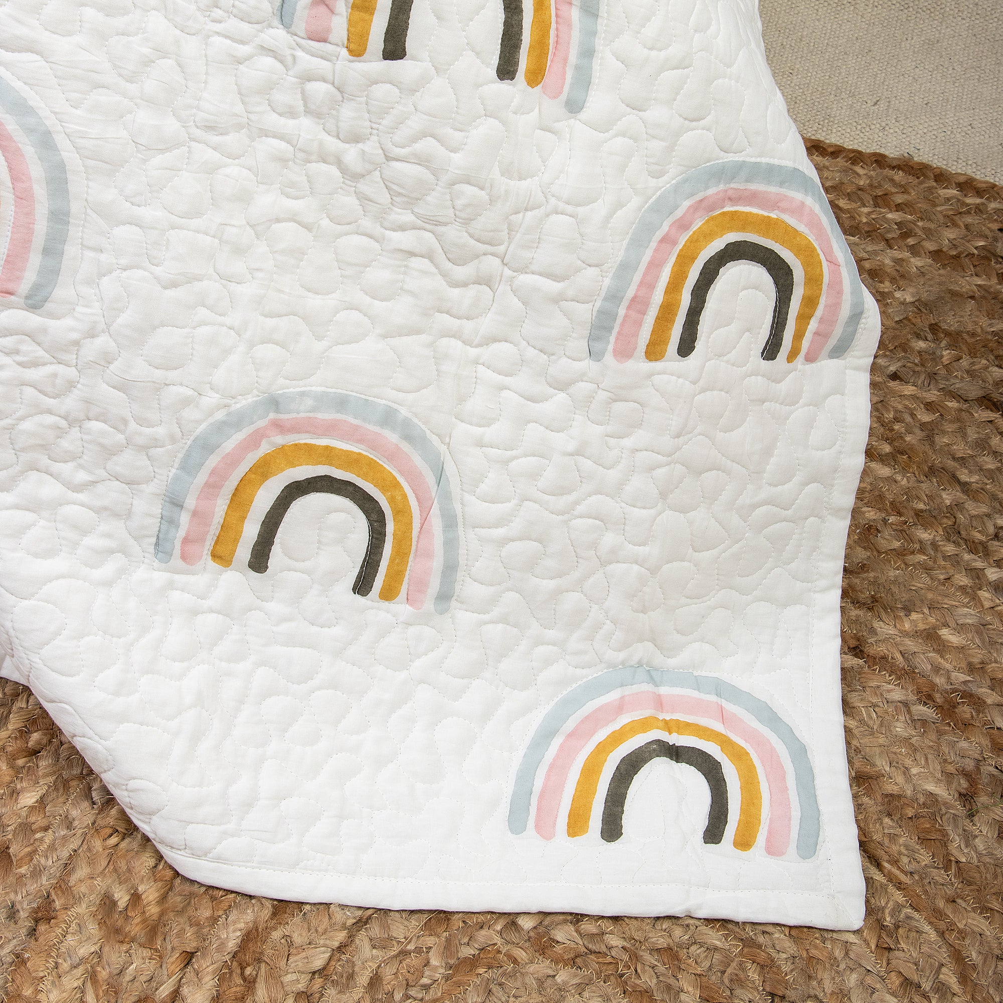Pure Cotton Rajai Blanket Yellow Sunrise Printed